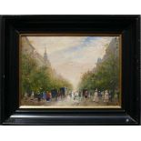 Berkes, Antal (Budapest 1874 - 1938)"Baumbestandener Boulevard in Paris" der 20er Jahre; ÖL/Holz;