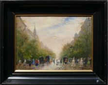 Berkes, Antal (Budapest 1874 - 1938)"Baumbestandener Boulevard in Paris" der 20er Jahre; ÖL/Holz;