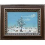 Grünwald, Carl (1907 Frankfurt - 1968 Bad Homburg)"Winterlandschaft" mit vielfiguriger Szene vor