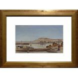 Huguet, Victor-Pierre (1835 Lude - 1902 Paris)"Blick auf kleinen Hafen in Nordafrika"; auf der