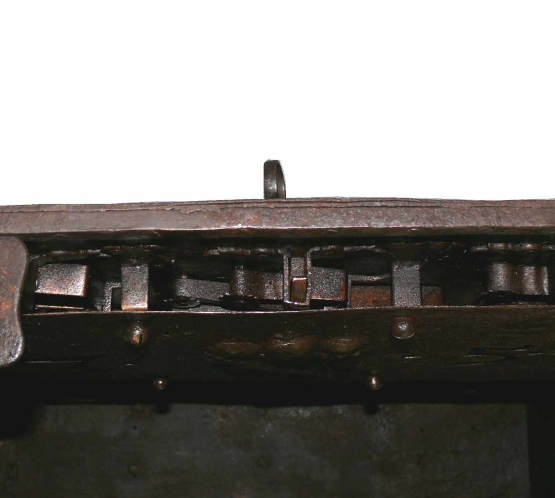 Kriegskasse (Eisentruhe) (1750)rechteckige Form; frontseitig mit zentraler Blattornamentik in Eisen; - Bild 3 aus 12