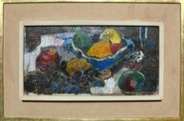 Schober, Peter Jakob (1897 Gschwend - 1983 Bad Bleiberg)"Stillleben mit Obst"; ÖL/LW; ca. 23 x 40