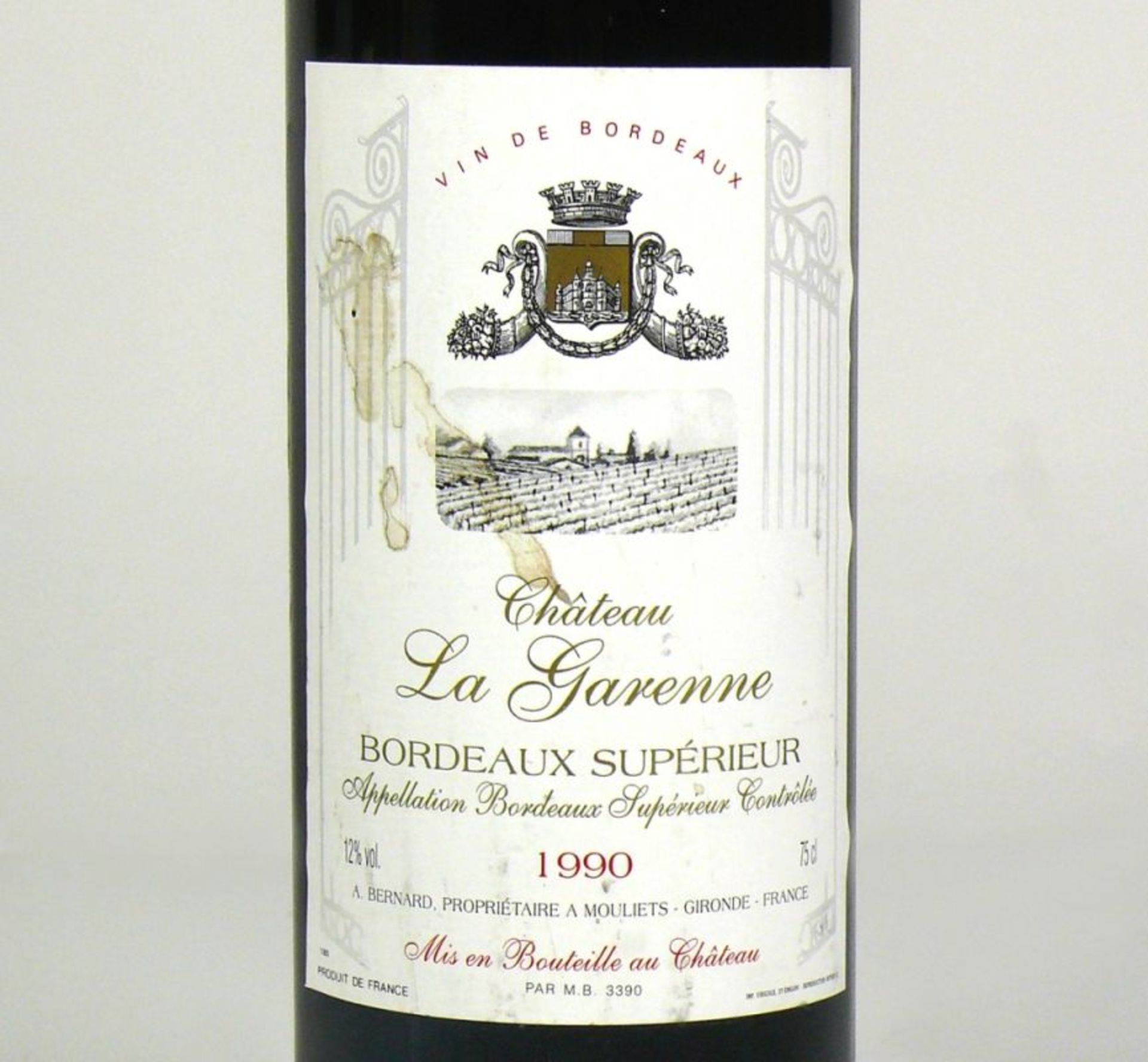 4 Fl. Rotwein"Château La Garenne"; Bordeaux Supérieur 1990; A. Bernard; sehr leichter Schwund; " - Bild 9 aus 9