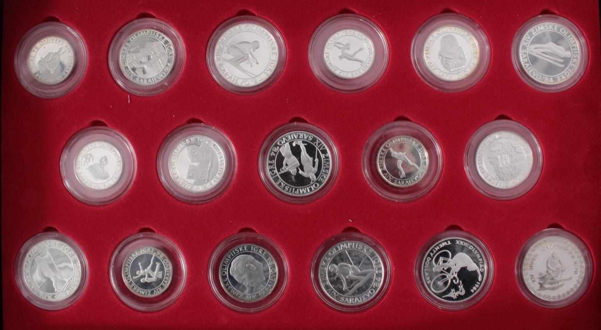 Münzkasette der Deutschen Sporthilfe zu den Olympischen Spielen 198448 Silbermünzen in PP und ST, - Bild 4 aus 5