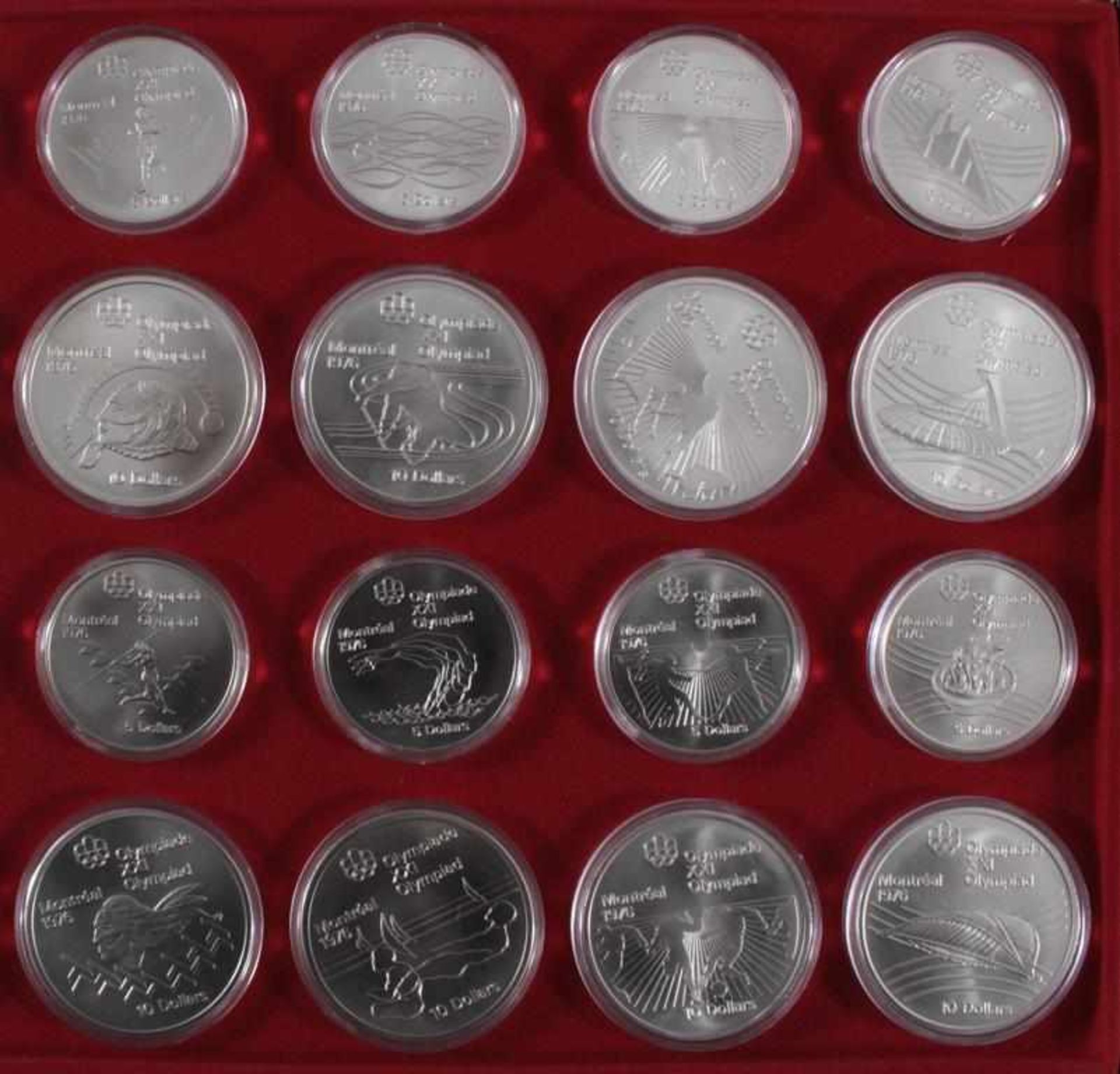 Kanada Montreal Olympiade 1976, komplette Serie im original Etui28 Sterlingsilber-Medaillen, - Bild 4 aus 5