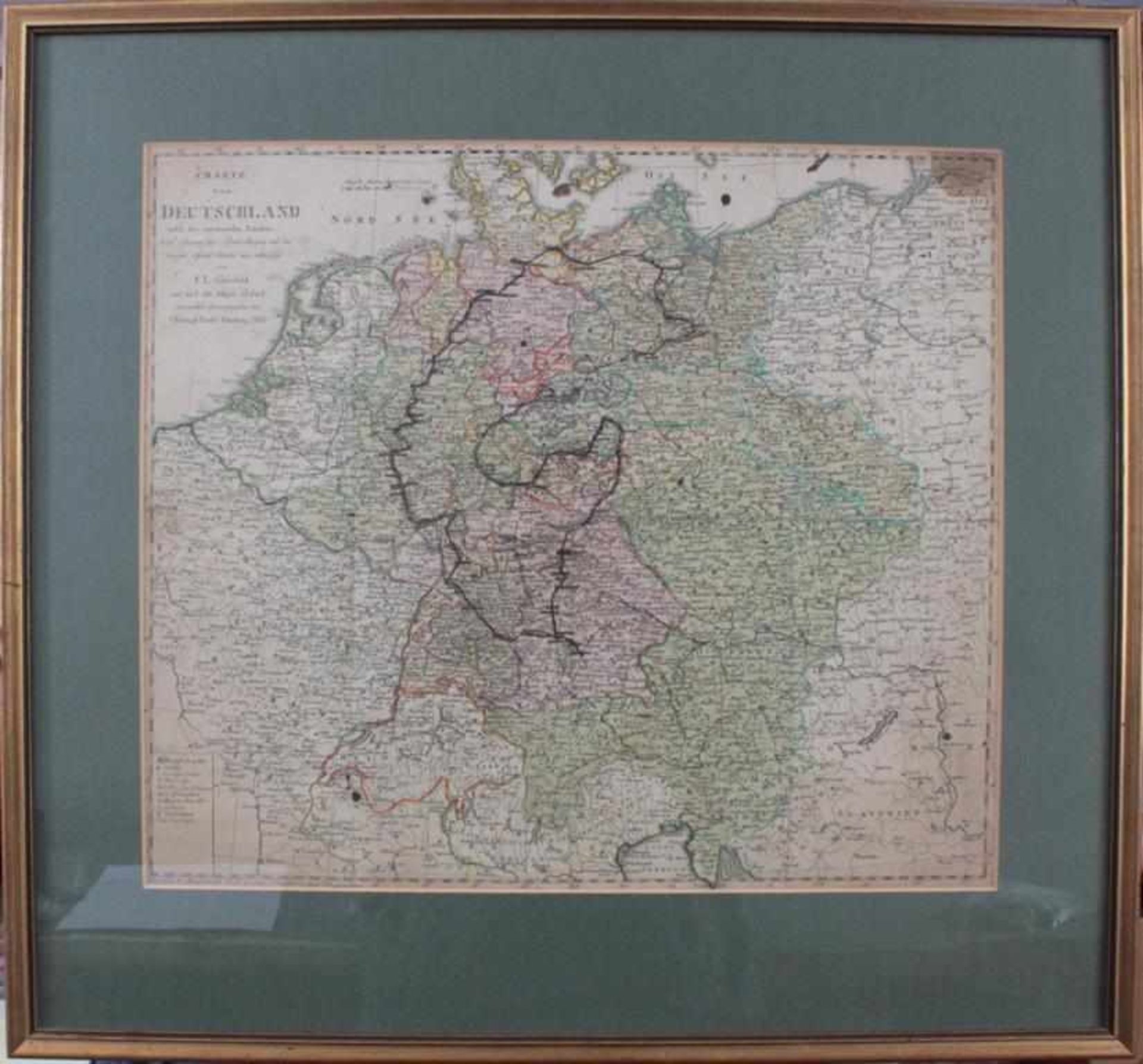 Karte von Deutschland nebst den angrenzenden Ländern, 1816Kolorierte Kupferstichkarte, nach