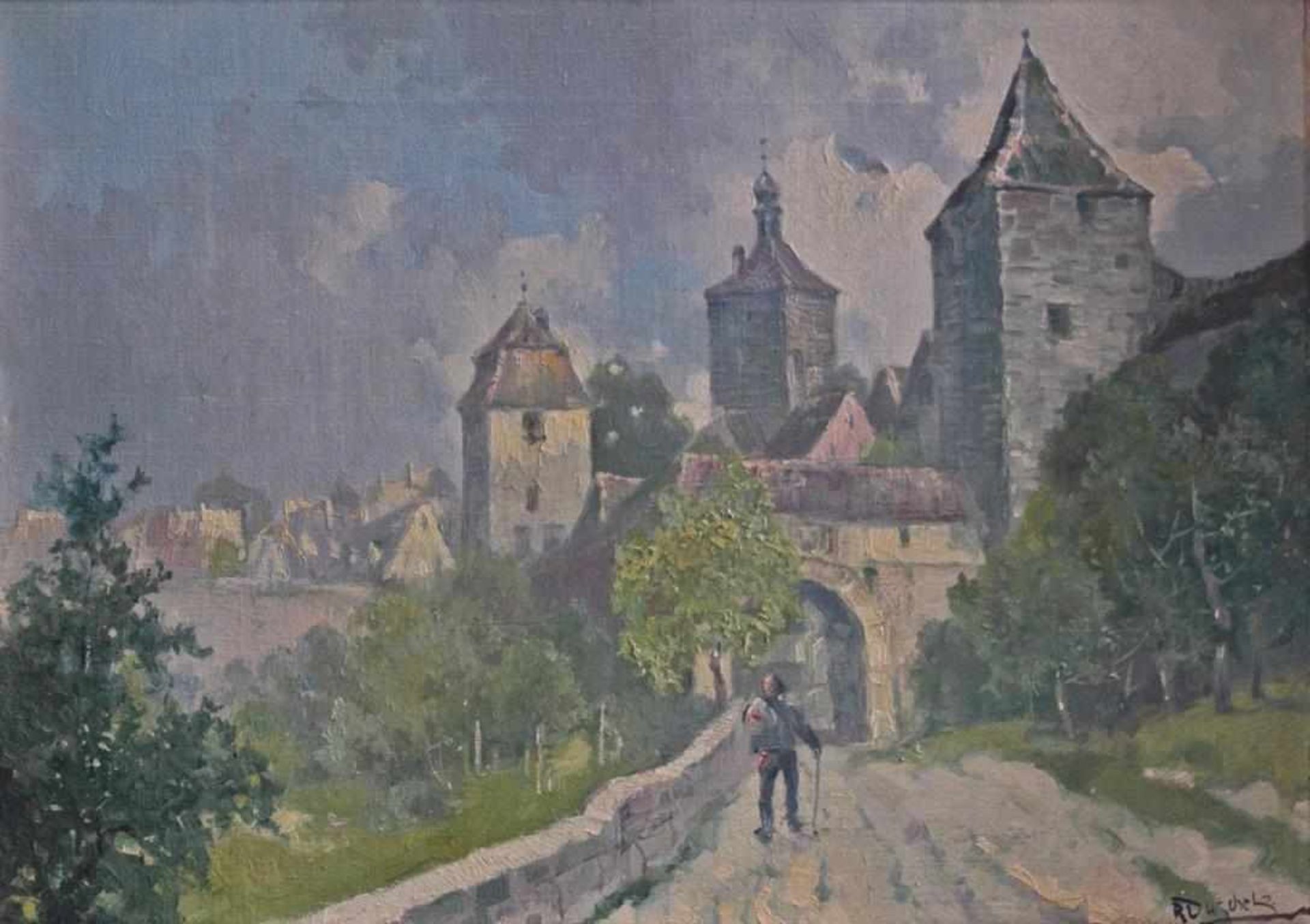 Richard Duschek (1884-1959)Öl auf Leinwand, "Ansicht von Rothenburg", rechts unten signiert, ca. - Bild 2 aus 3