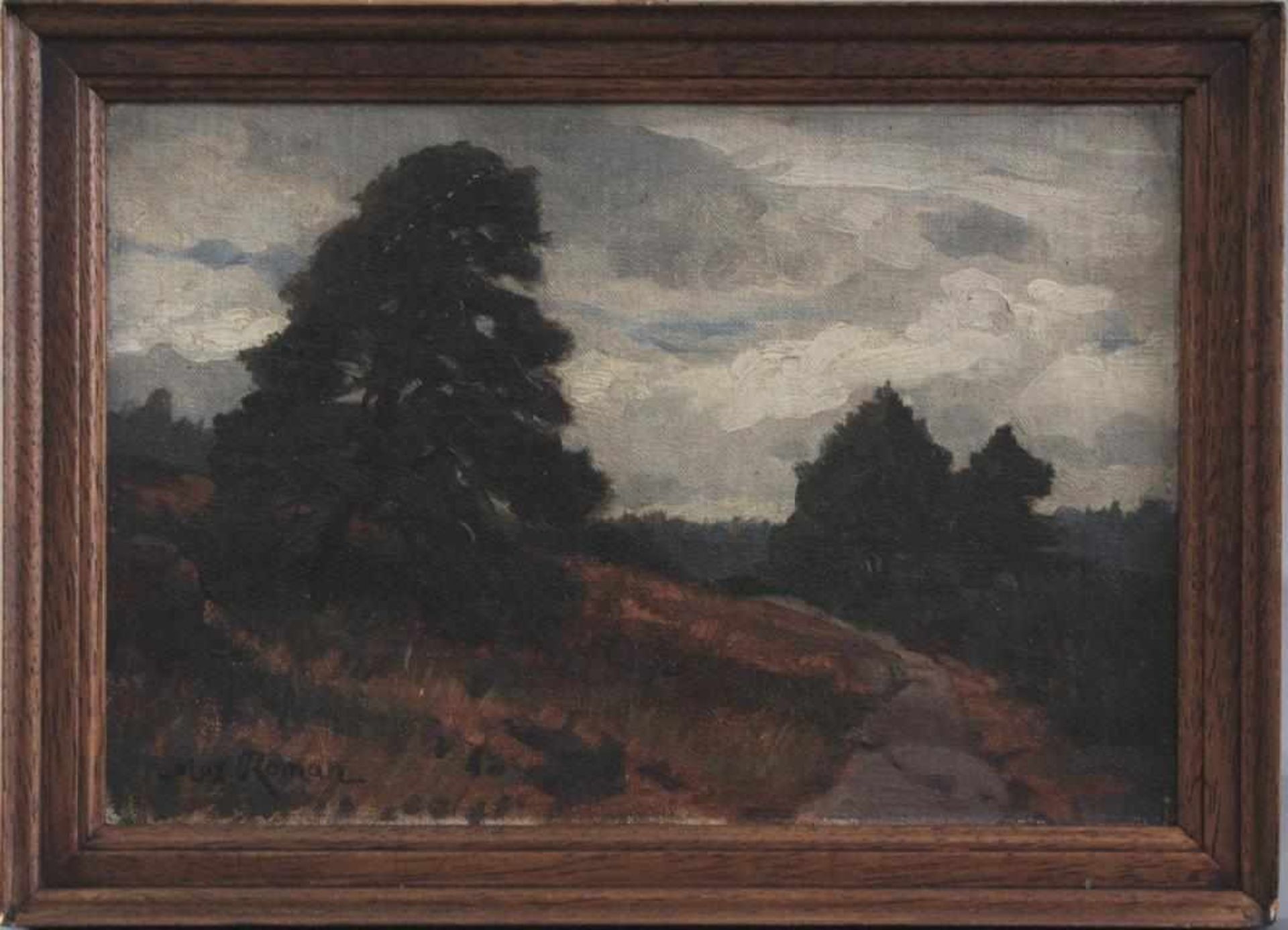 Max Wilhelm Roman 1849 - 1910, sommerliche LandschaftÖl auf Karton gemalt, unten links signiert,