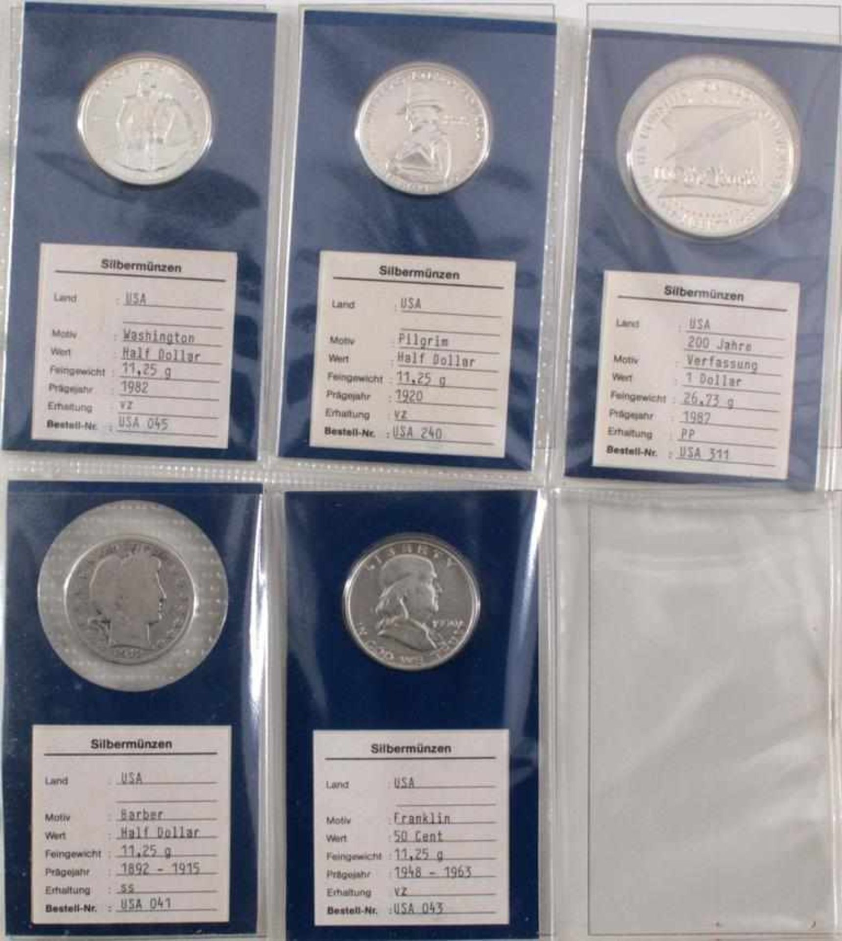 Silber-Münzsammlung USA / Kanada23 Silbermünzen13x 1/2 Dollar Münzen, hiervon 1 nicht Silber.7x 1 - Image 3 of 5