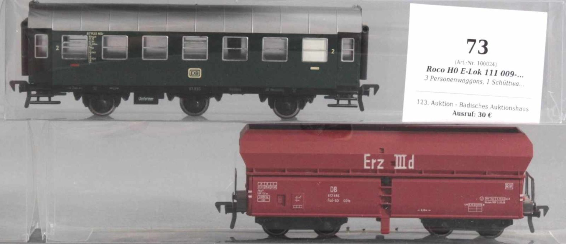 Roco H0 E-Lok 111 009-7 mit 6 Fleischmann Waggons3 Personenwaggons, 1 Schüttwaggon, und 2 offene - Image 4 of 4