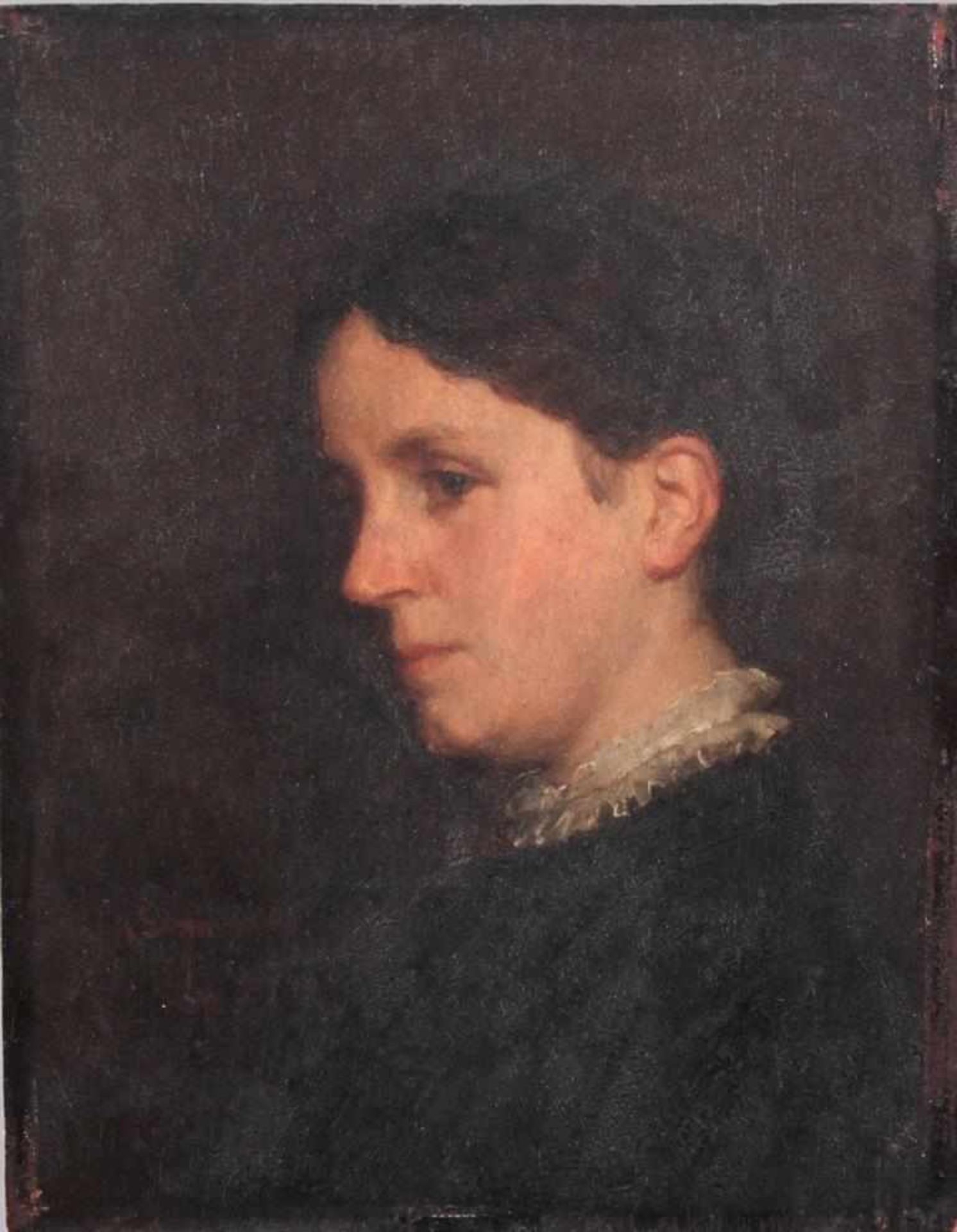 Joseph Scheurenberg (1846-1914)Portrait einer Frau nach links, Öl auf Holz gemalt, unsigniert, auf