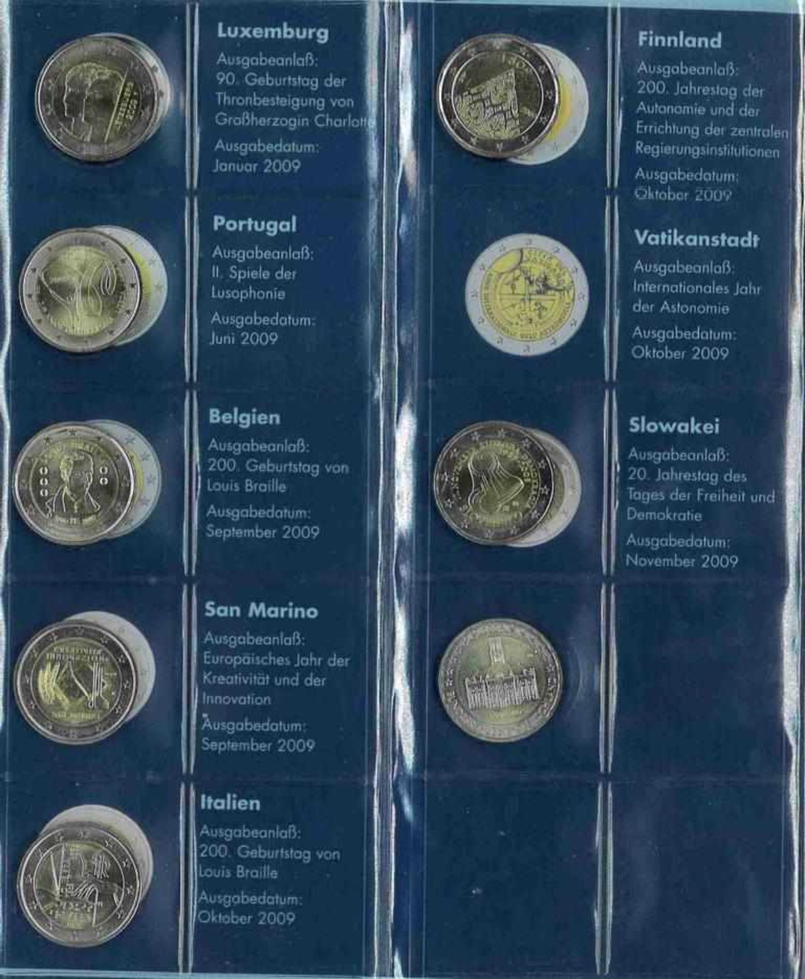 Sammlung 2-Euro Gedenkmünzen inkl. San Marino 2004-20112 Ordner mit insgesamt über 140 2-Euro