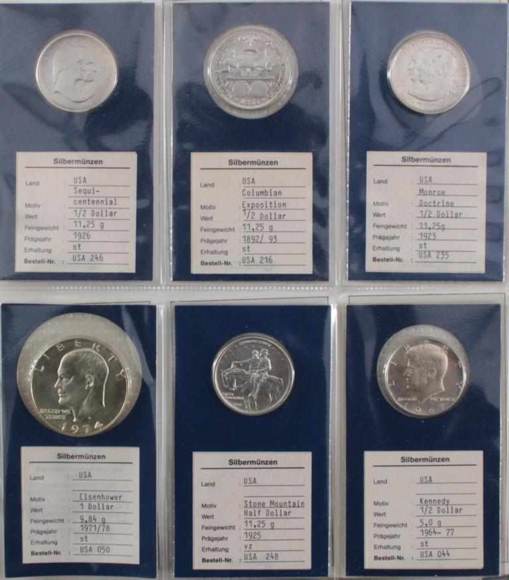 Silber-Münzsammlung USA / Kanada23 Silbermünzen13x 1/2 Dollar Münzen, hiervon 1 nicht Silber.7x 1 - Image 2 of 5