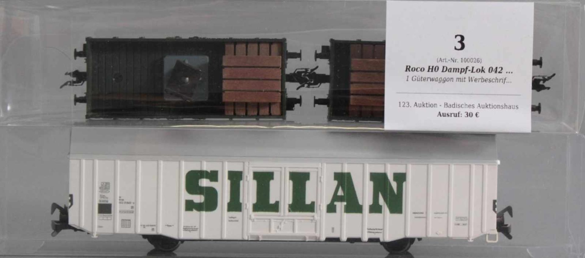 Roco H0 Dampf-Lok 042 052-1 mit 6 Fleischmann Waggons1 Güterwaggon mit Werbeschrift Silan, 2 - Bild 4 aus 4