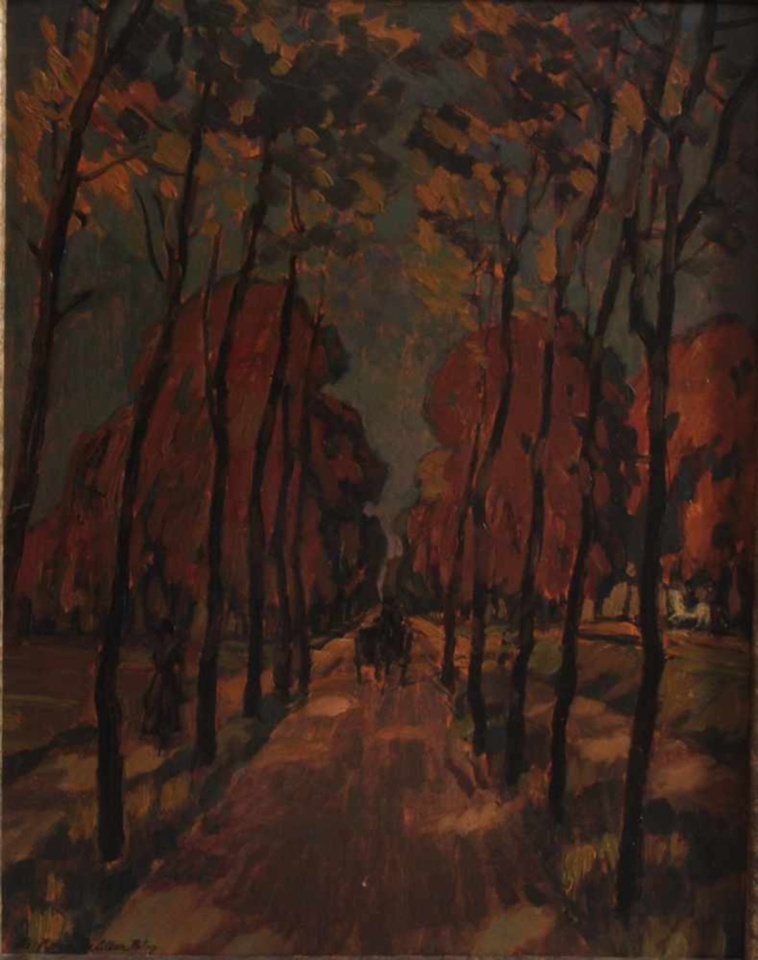 Hans Adolf Müller (1888-1934). "Linkenheimmer Allee im Karlsruhe"﻿﻿﻿Öl auf Pappe, unten links - Bild 2 aus 6