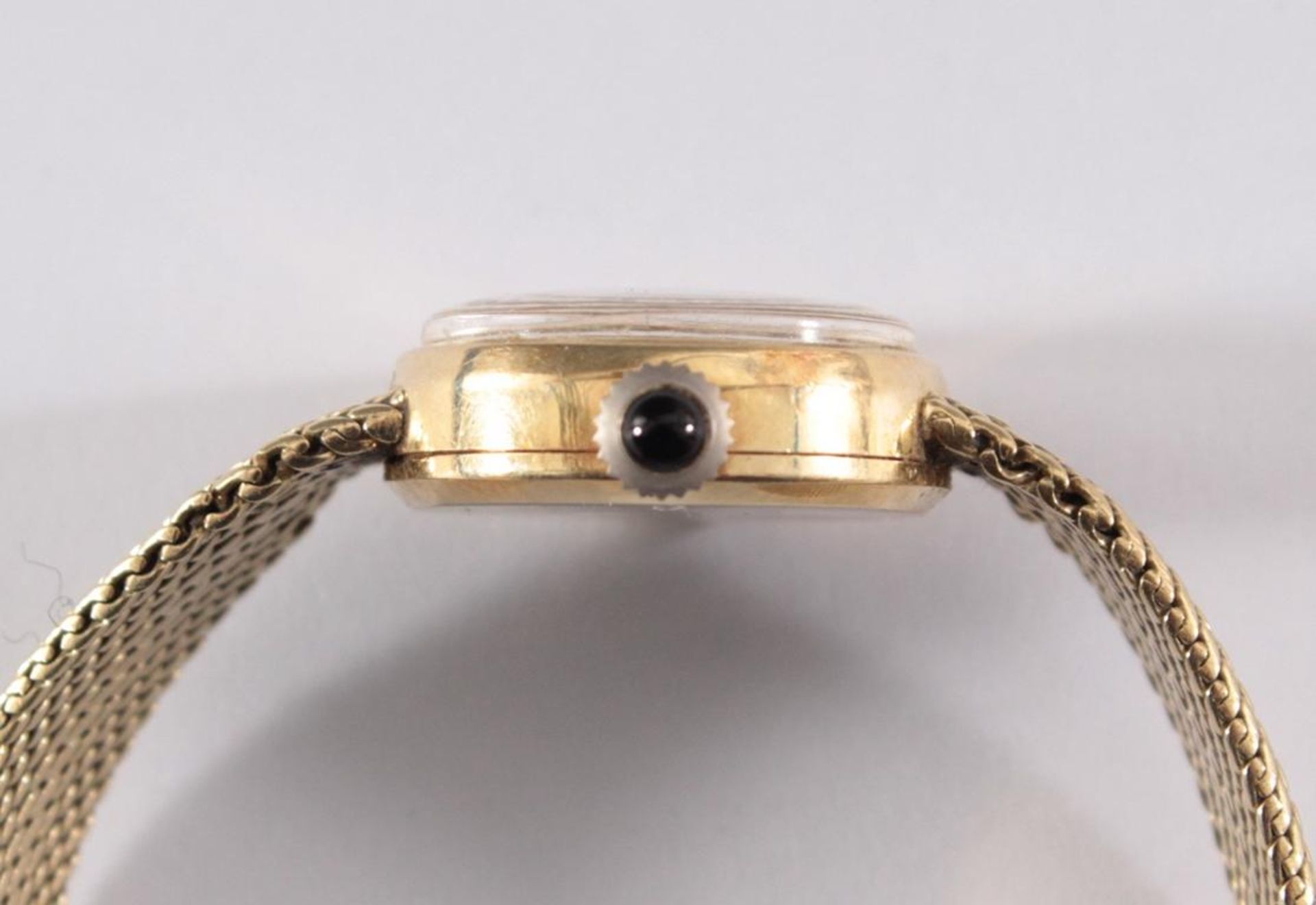 Tissot Damenarmbanduhr 14 Karat GelbgoldWerk läuft an, im Armband punziert 585, Krone besetzt mit - Bild 5 aus 6