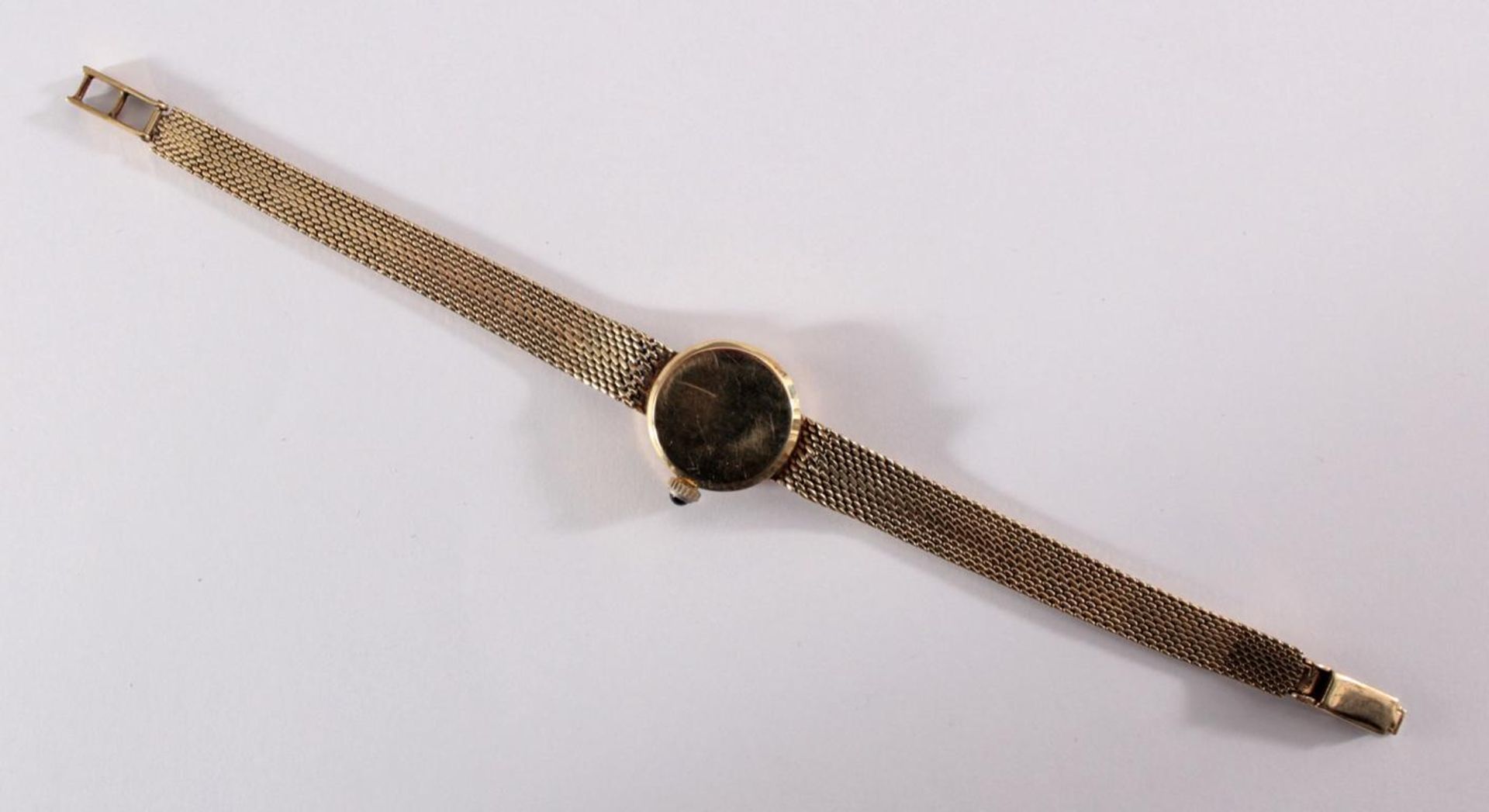 Tissot Damenarmbanduhr 14 Karat GelbgoldWerk läuft an, im Armband punziert 585, Krone besetzt mit - Bild 4 aus 6