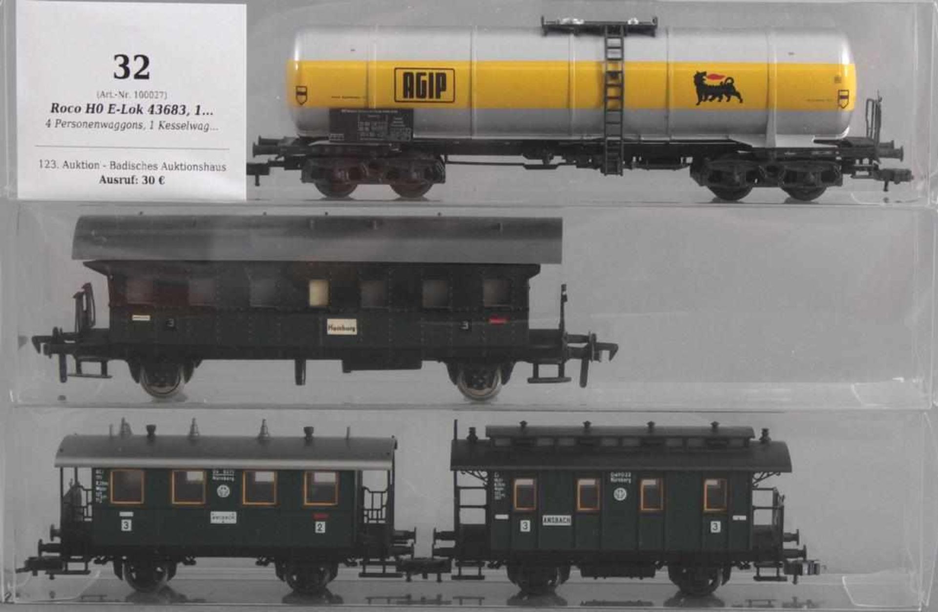 Roco H0 E-Lok 43683, 143 605-4 mit 6 Fleischmann Waggons4 Personenwaggons, 1 Kesselwagen und 1 - Bild 3 aus 3