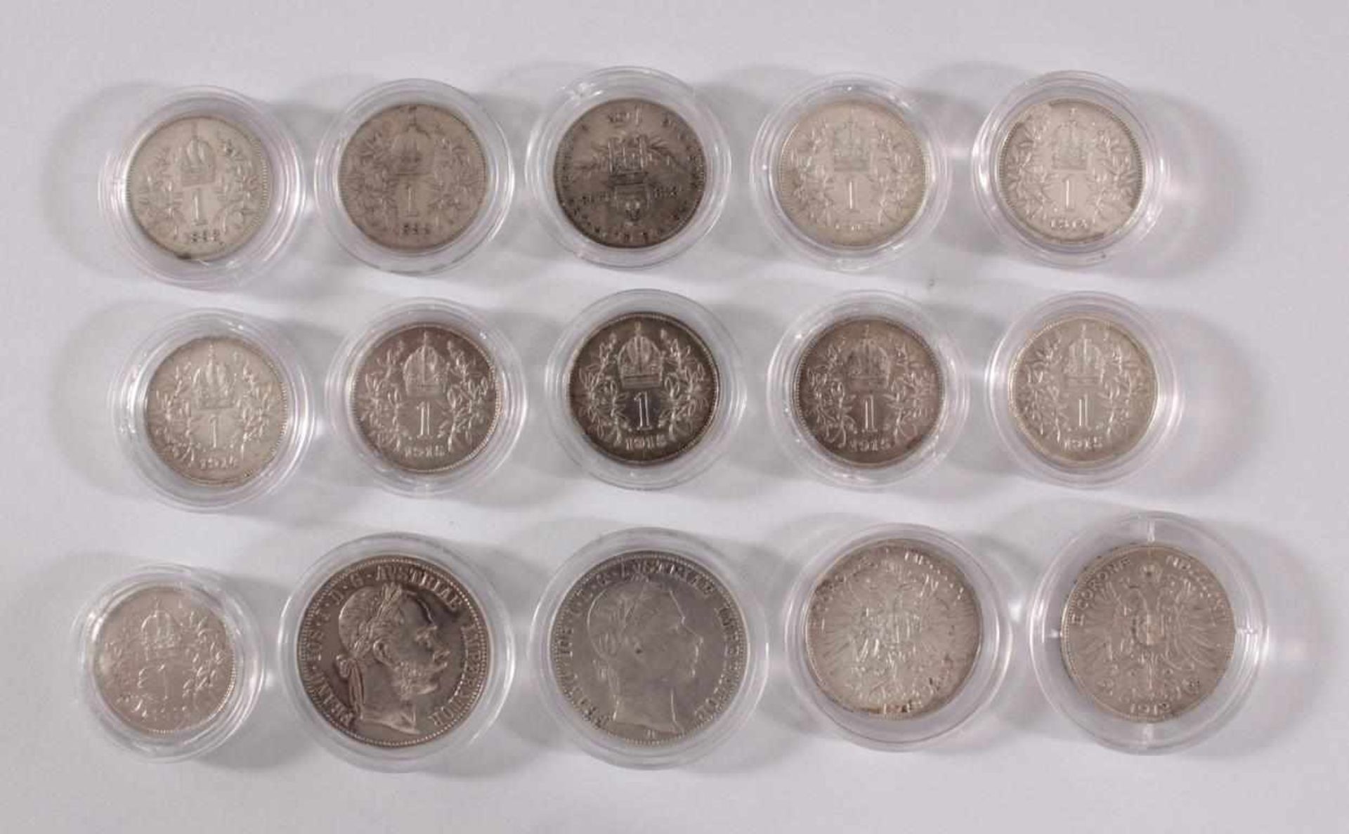 Österreich / Ungarn, Partie Münzen in Lindner Münzbox1x 1 Krone Franz Josef I von 1893, 1x 1 Krone