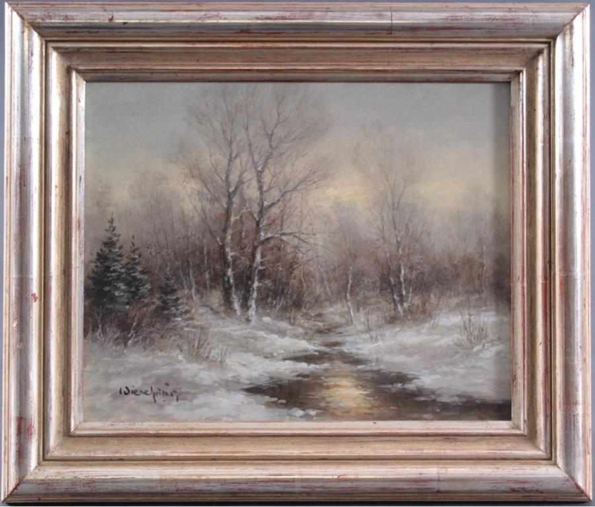 Hermann Wiesenhöfer (1929)Öl auf Holz, "Winterlandschaft", links unten signiert, ca. 24 x 30 cm.