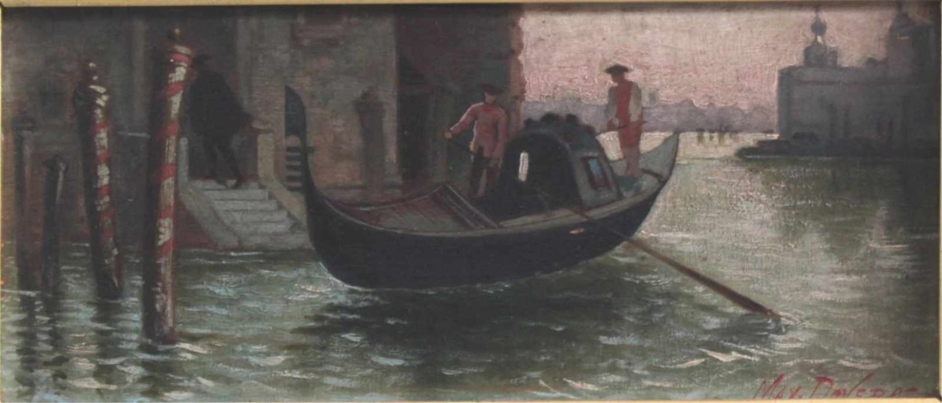 Maximilian Dovera (XIX)Öl auf Holz, "Venedig", rechts unten signiert, ca. 16 x 34,5 cm. Gerahmt - Bild 2 aus 4