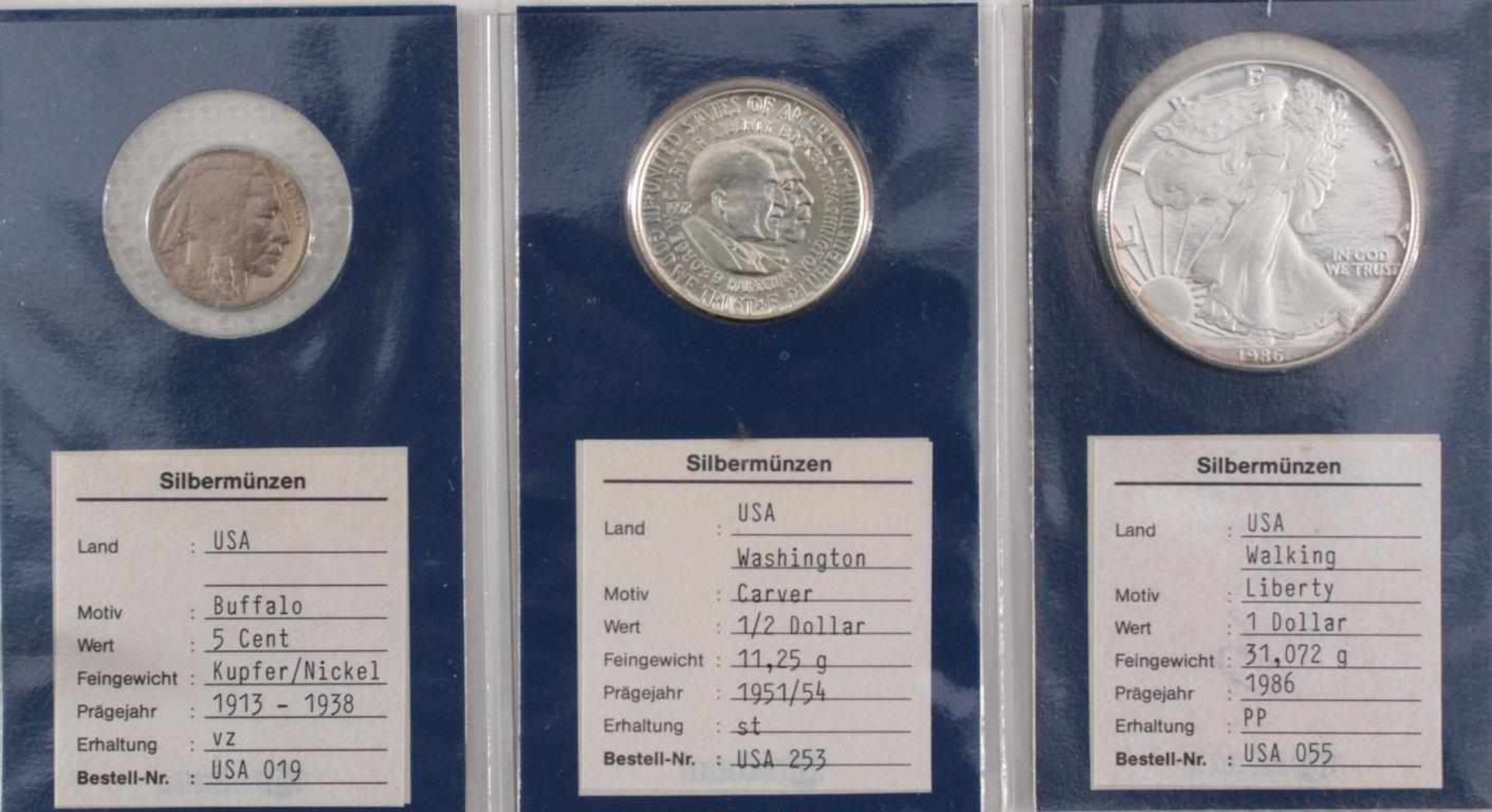 Silber-Münzsammlung USA / Kanada23 Silbermünzen13x 1/2 Dollar Münzen, hiervon 1 nicht Silber.7x 1 - Image 4 of 5