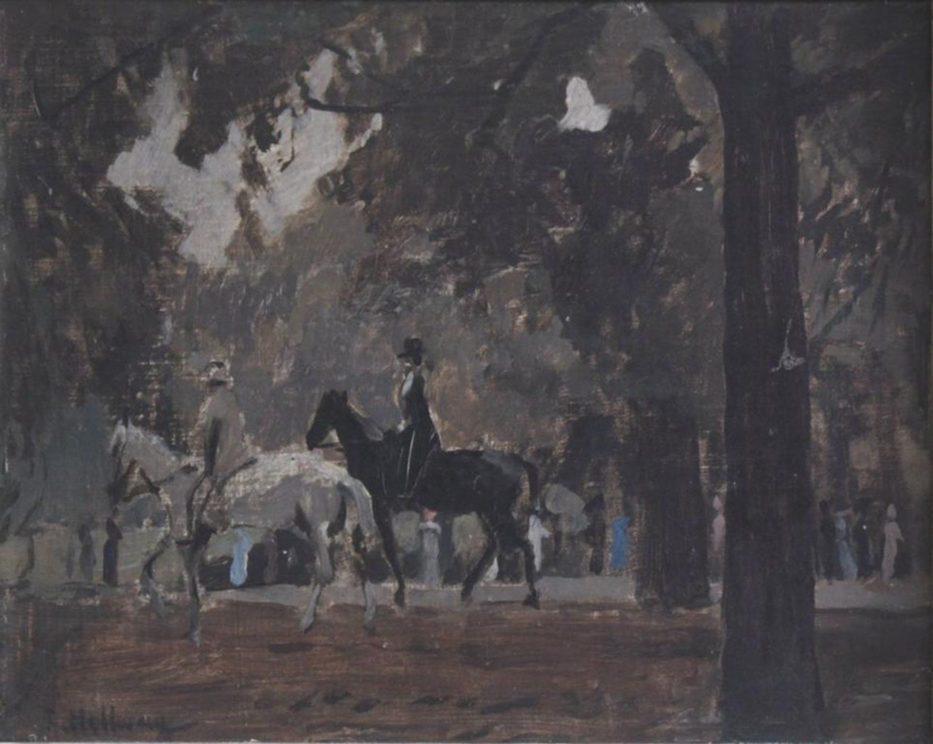 Rudolf Hellwag 1867-1942Rotton Row an der Südseite des Hyde Parks, London. Öl auf Leinwand gemalt, - Bild 2 aus 4