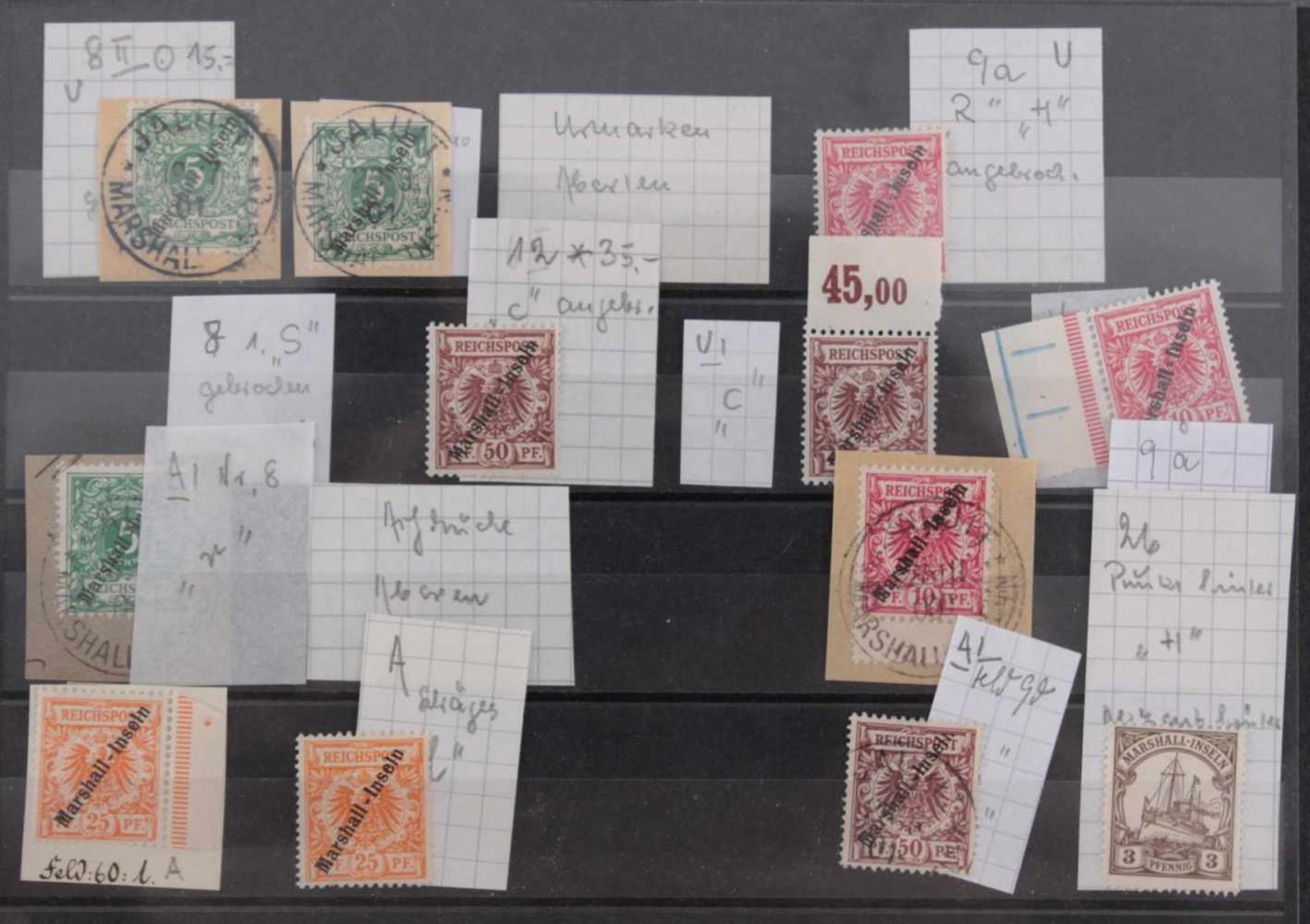 Marshall-Inseln 1900Postfrischer und gestempelter Doublettenbestand mit diversen Briefstücken. Viele - Image 3 of 4