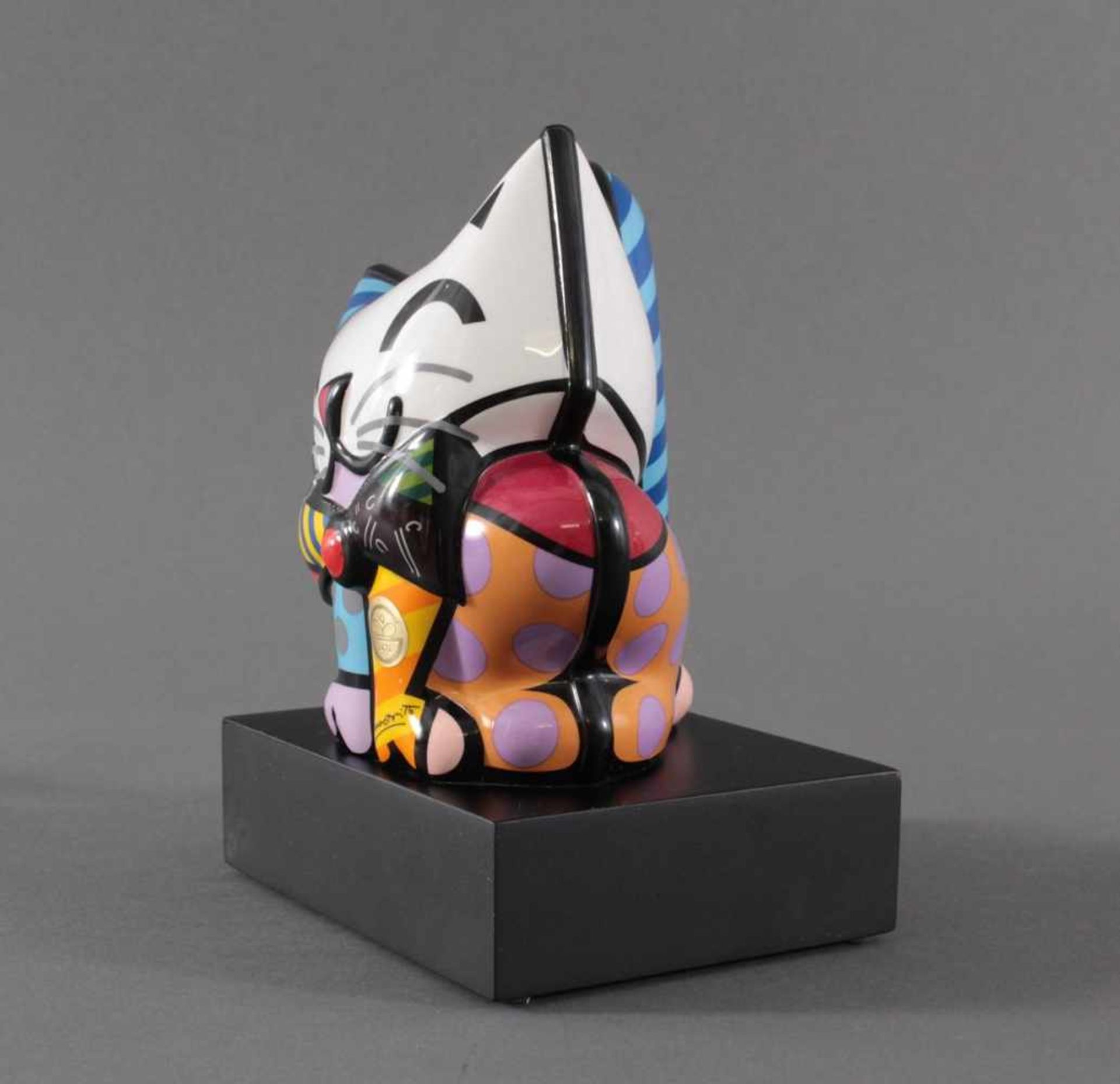 Romero Britto, Porzellanskulptur "Blue Cat", Goebel1x Blue Cat, Romero Britto 2012, signiert, auf - Bild 5 aus 8