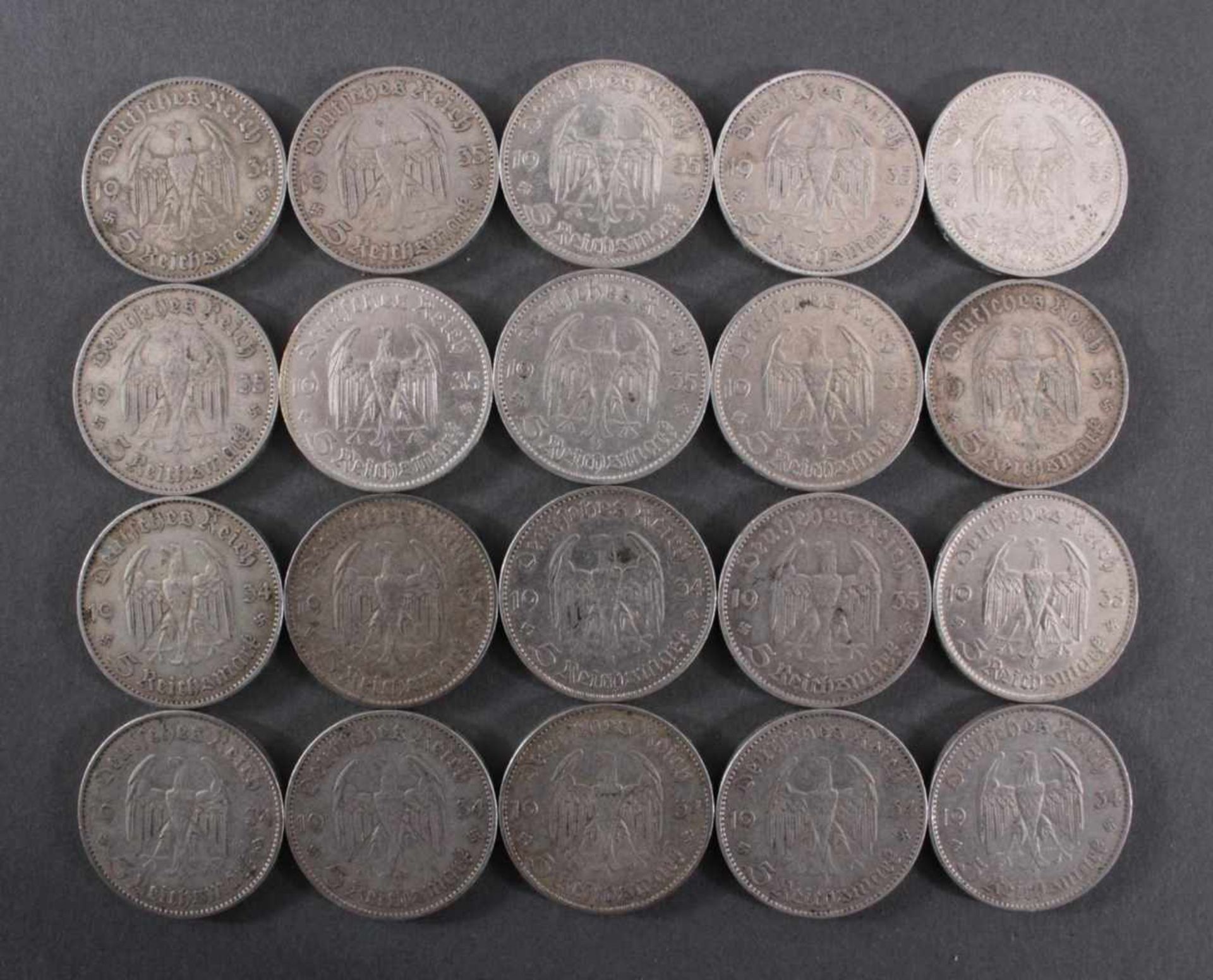 Deutsches Reich, 20x 5 ReichsmarkSilber, 10x 5 Reichsmark 1935 D und 10x 5 Reichsmark 1934 J - Bild 2 aus 2