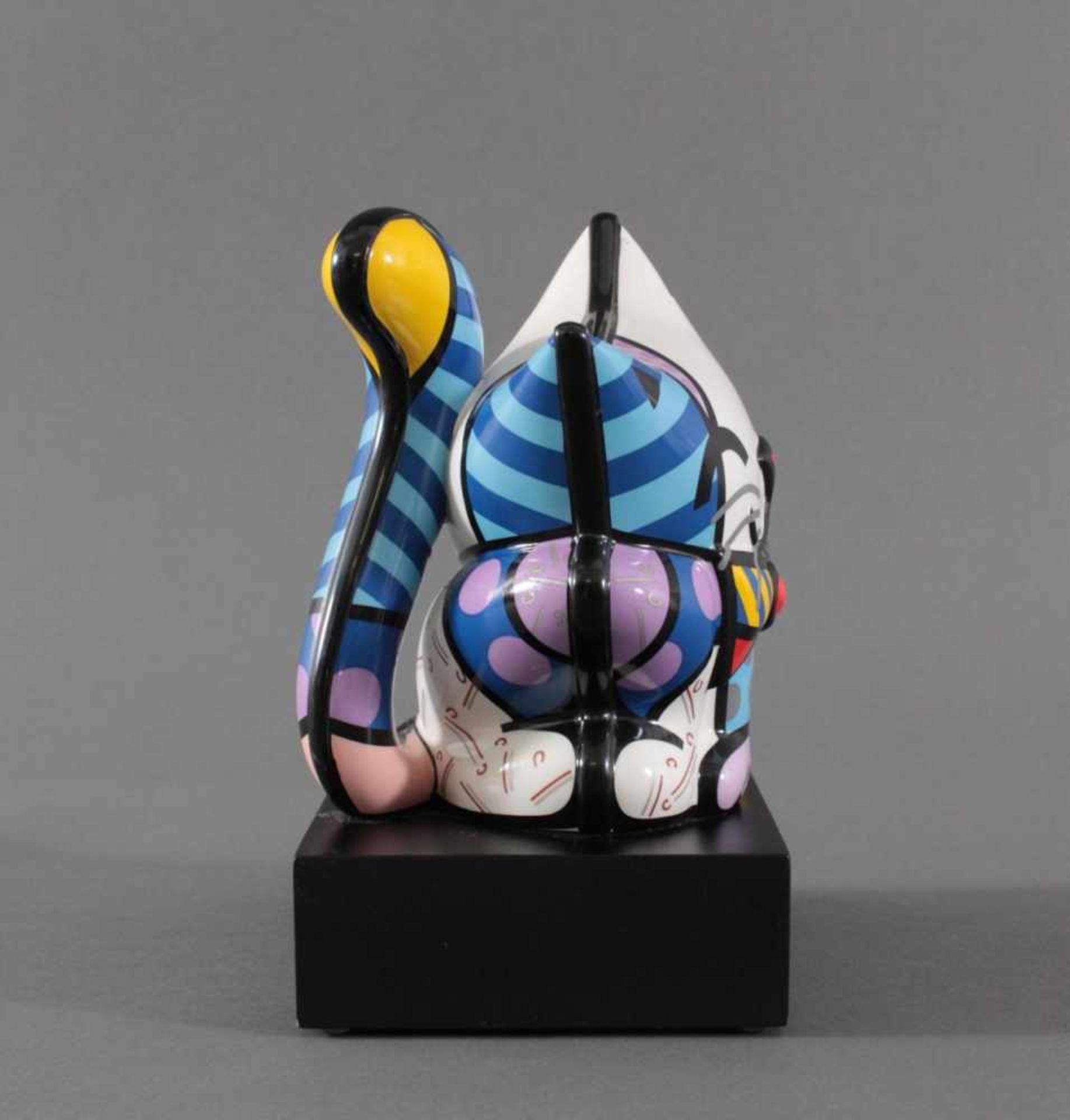 Romero Britto, Porzellanskulptur "Blue Cat", Goebel1x Blue Cat, Romero Britto 2012, signiert, auf - Bild 3 aus 8