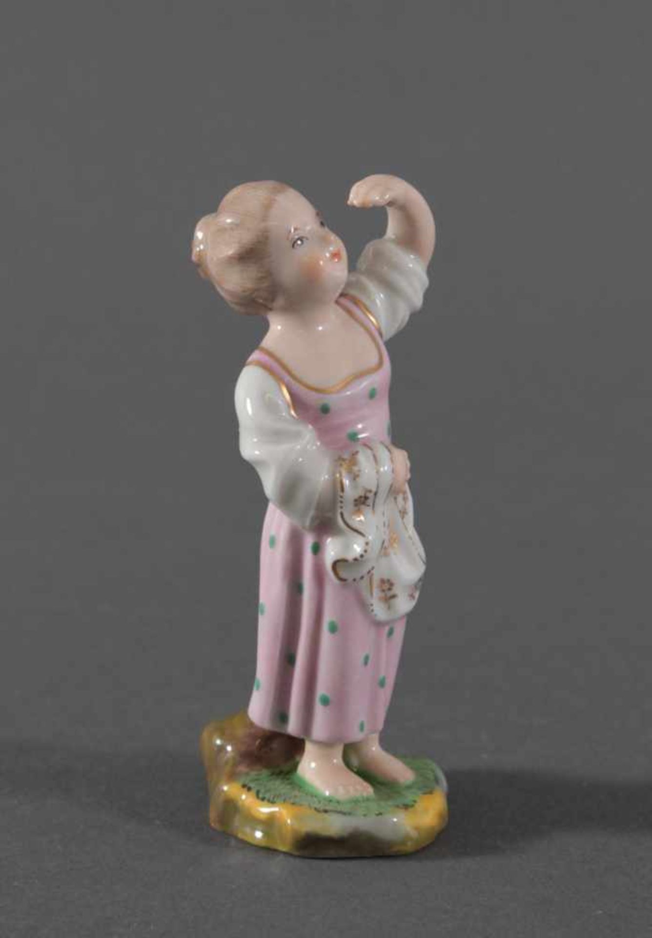 Porzellanfigur, Höchster Porzellanmanufaktur, "Mädchen"Porzellan, Entwurf: Johann Peter Melchior, - Bild 2 aus 7