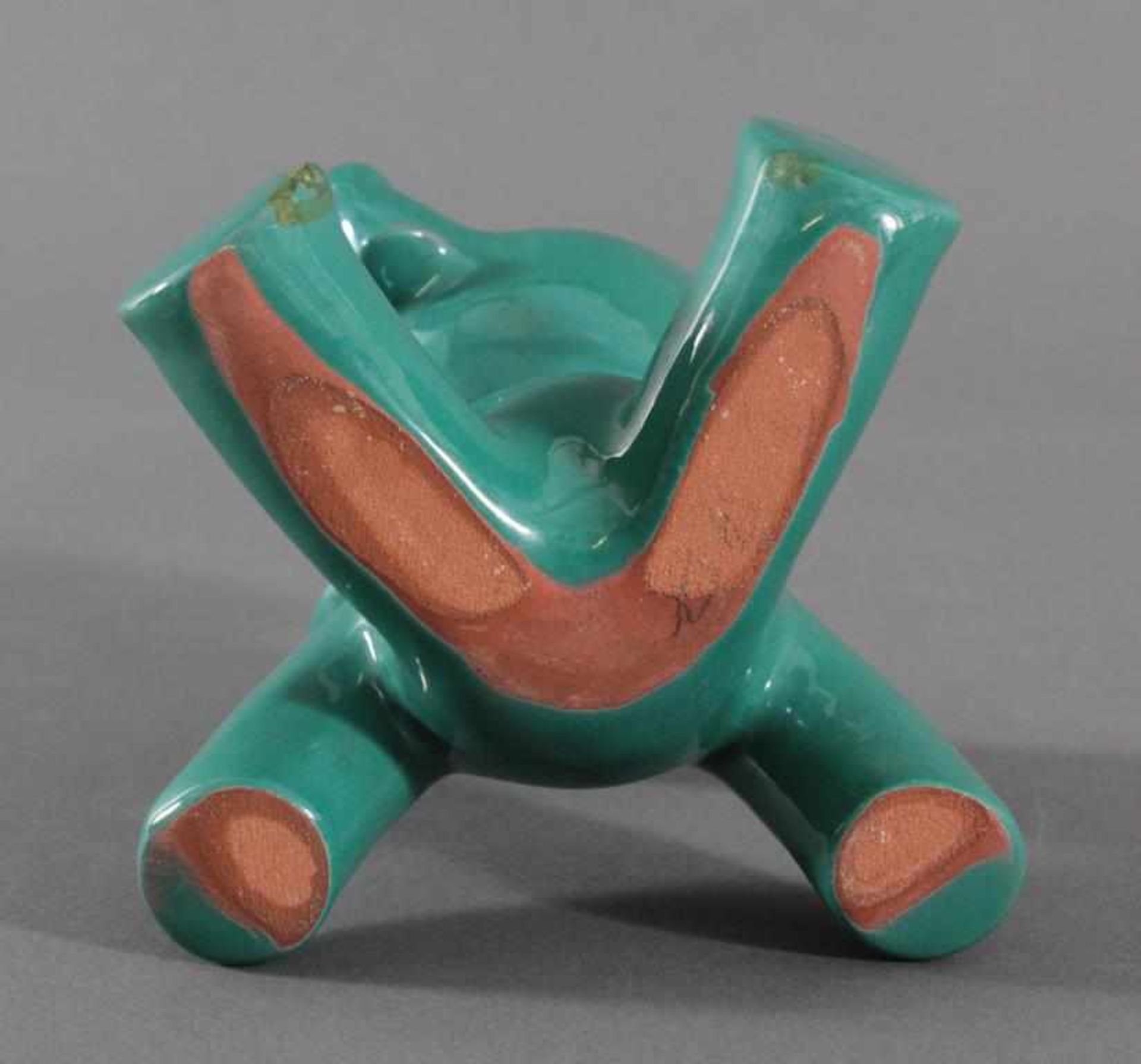 Keramik-Miniaturtierplastik, "Bär", Karlsruher Majolika, um 1956-88, Entw.: Walter BosseHockende - Bild 5 aus 6