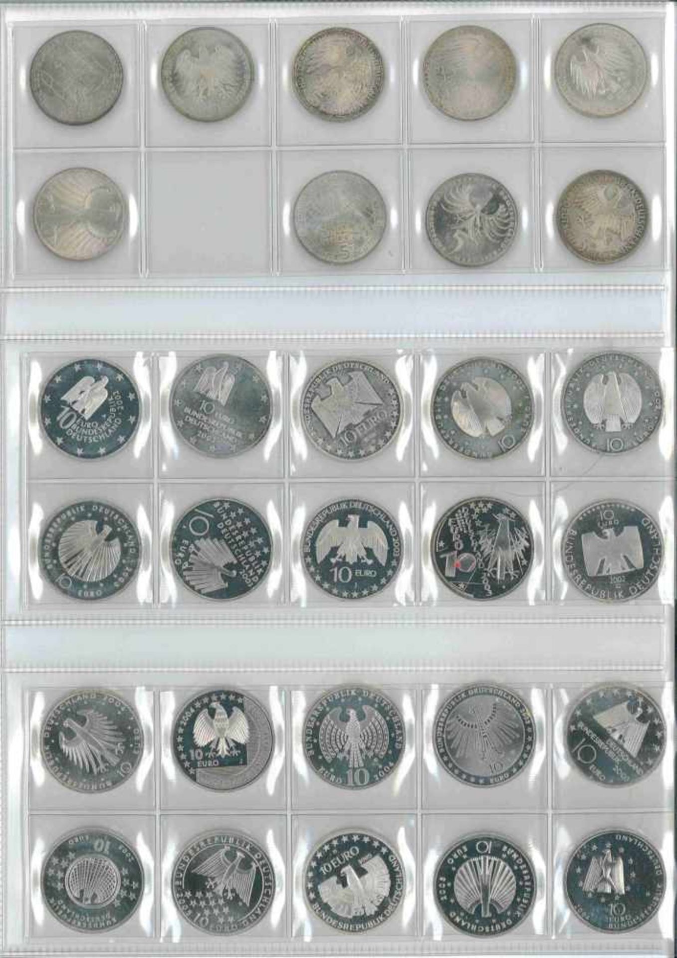 Münzsammlung BRD, inklusive 5 Mark Germanisches Museum39 x 10 Euro Münzen.13 x 10 DM Münzen.27 x 5 - Bild 7 aus 9