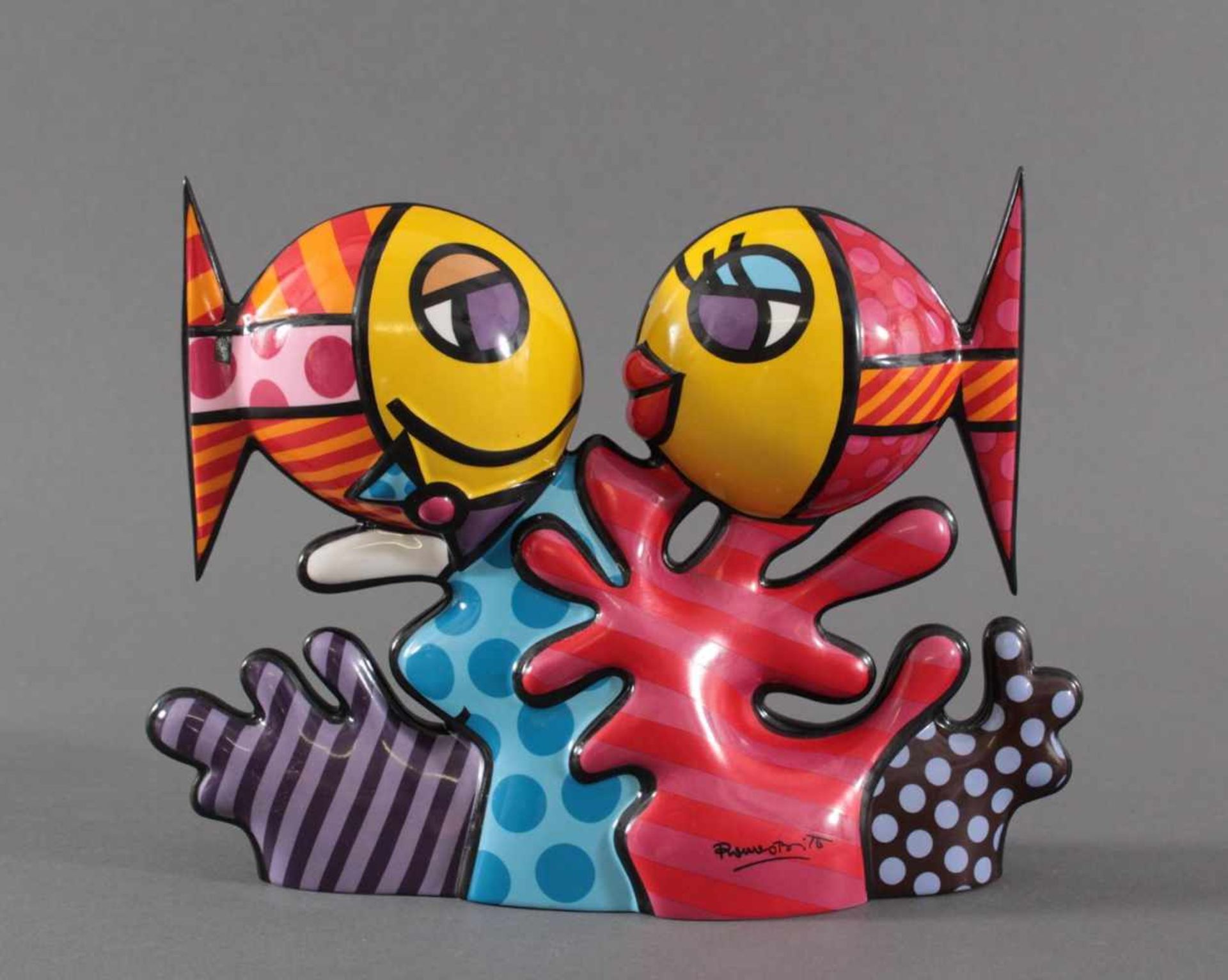 Romero Britto, Porzellanskulptur "Deeply in Love", GoebelLimitierte Edition Nr. 963 von 1000,