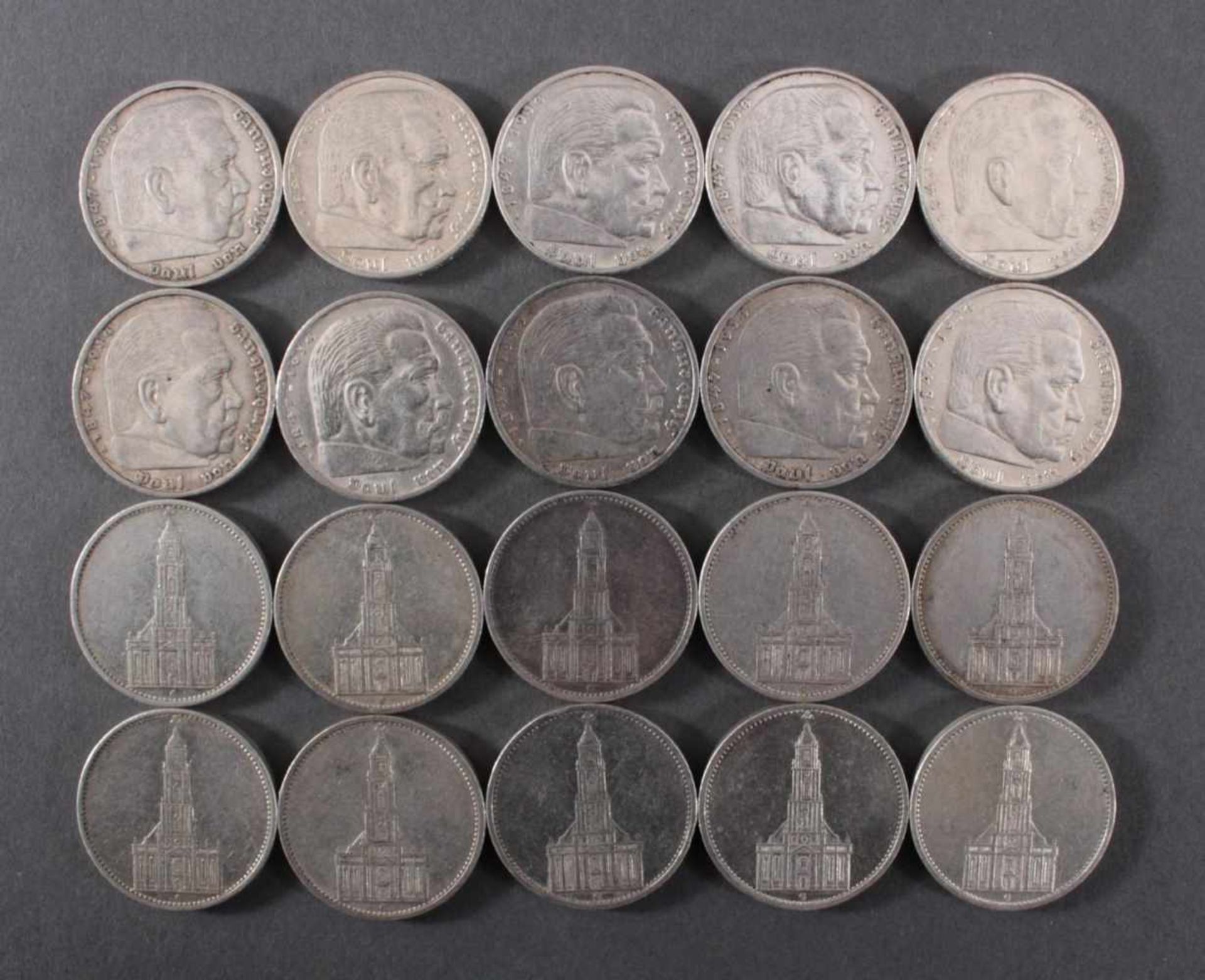 Deutsches Reich, 20x 5 ReichsmarkSilber, 10x 5 Reichsmark 1934 G und 10x 5 Reichsmark 1934 J