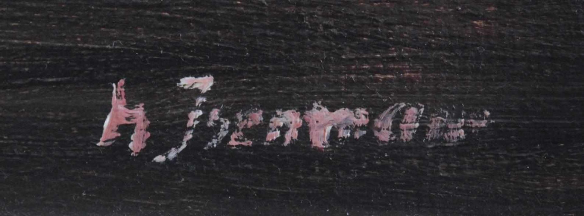 Stillleben "Reife Birnen + Glas"Öl auf Holz, rechts unten signiert H. Hermann, verso bezeichnet - Image 3 of 6
