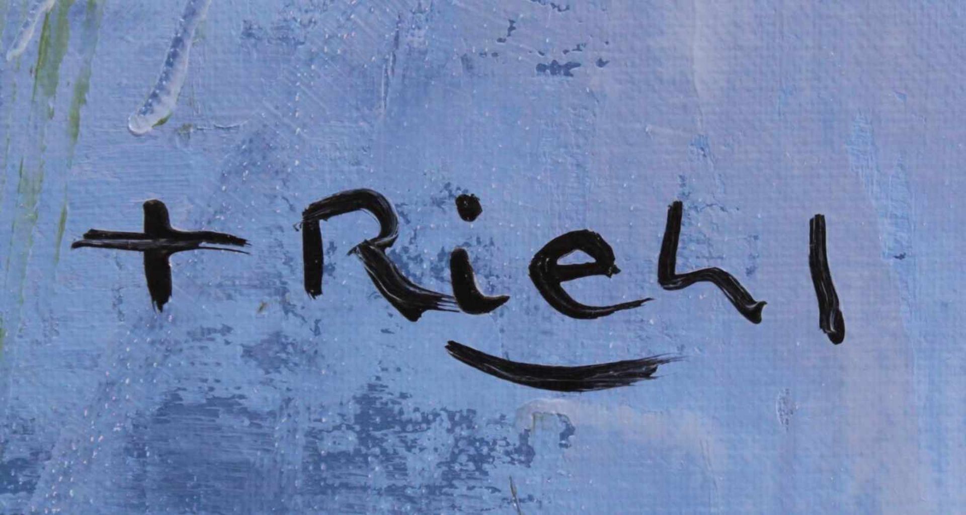 F. Riehel, zeitgenössicher Künstler."Iris Jaunes"Öl auf Leinwand, unten rechts signiert F. Riehel, - Image 2 of 3
