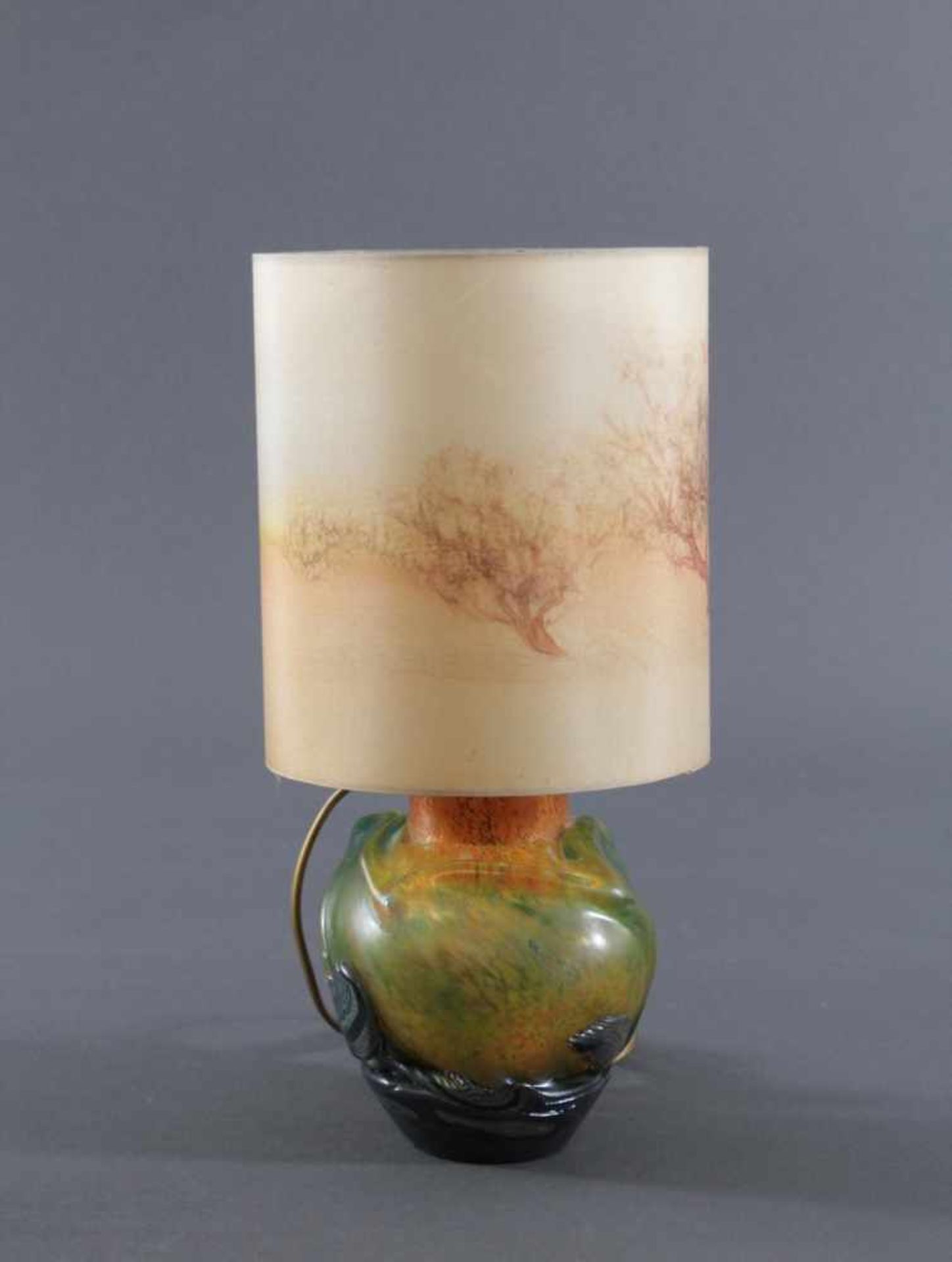 Jean-Claude Novaro (1943-2014)Vase/Tischlampe, farbloses dickwandiges Glas, orange-grün, mit - Bild 2 aus 5