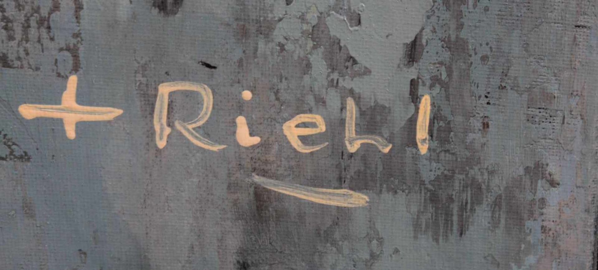 F. Riehel, Zeitgenössischer Künstler. "Cyprien et Coquelicots"Öl auf Leinwand, unten rechts signiert - Image 2 of 3