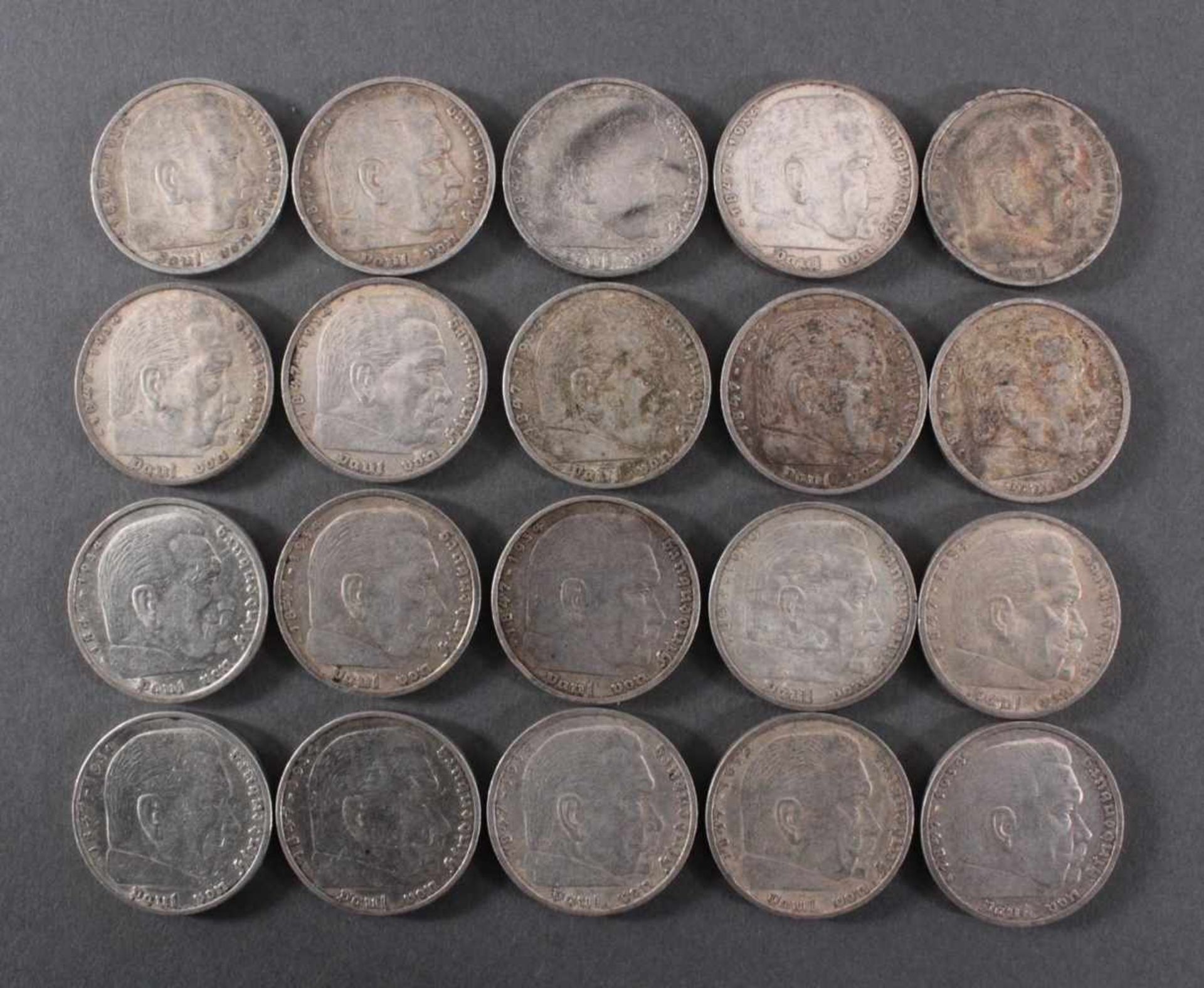 Deutsches Reich, 20x 5 ReichsmarkSilber, 10x 5 Reichsmark 1935AE und 10x 5 Reichsmark 1936 A