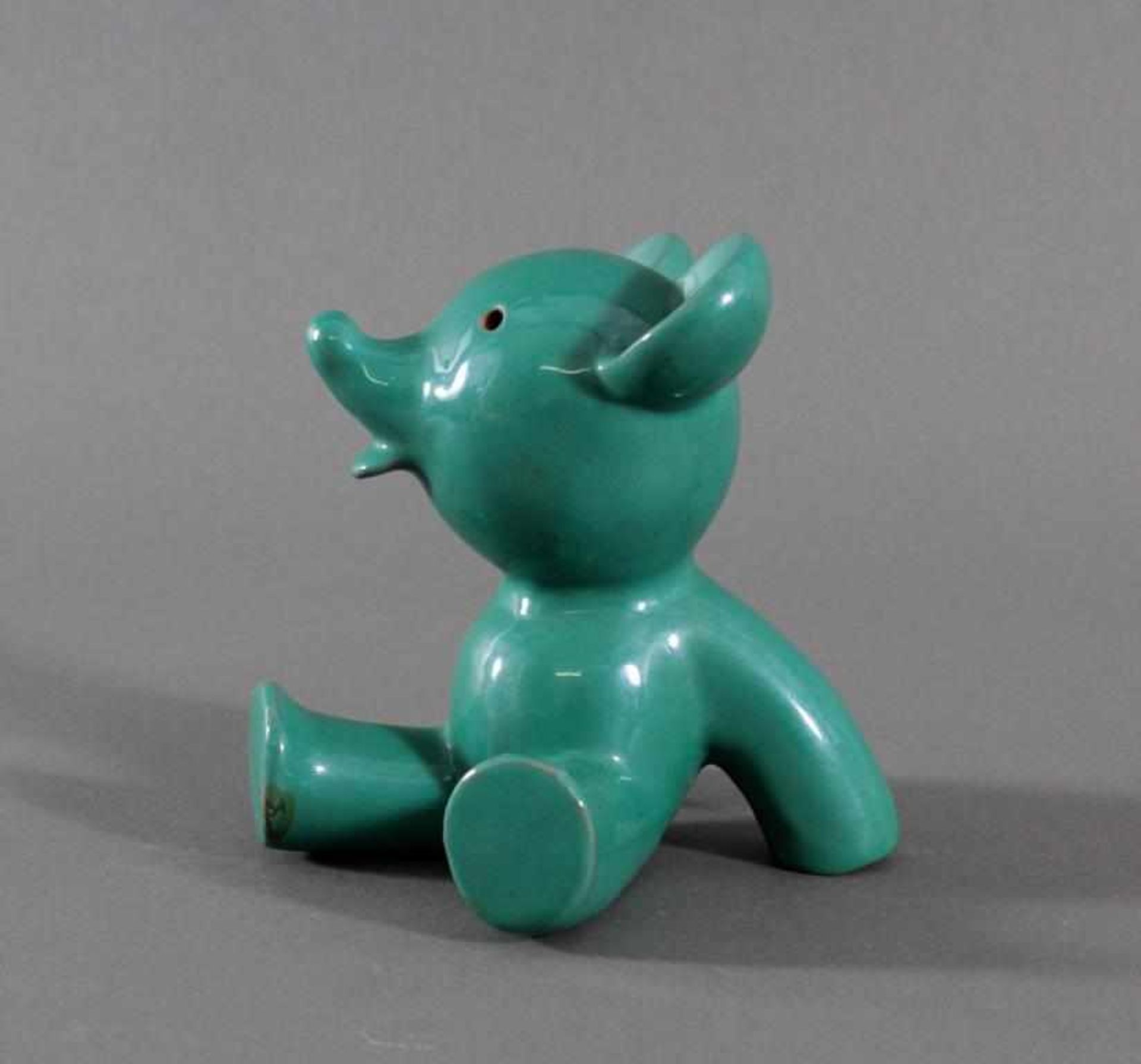 Keramik-Miniaturtierplastik, "Bär", Karlsruher Majolika, um 1956-88, Entw.: Walter BosseHockende - Bild 3 aus 6