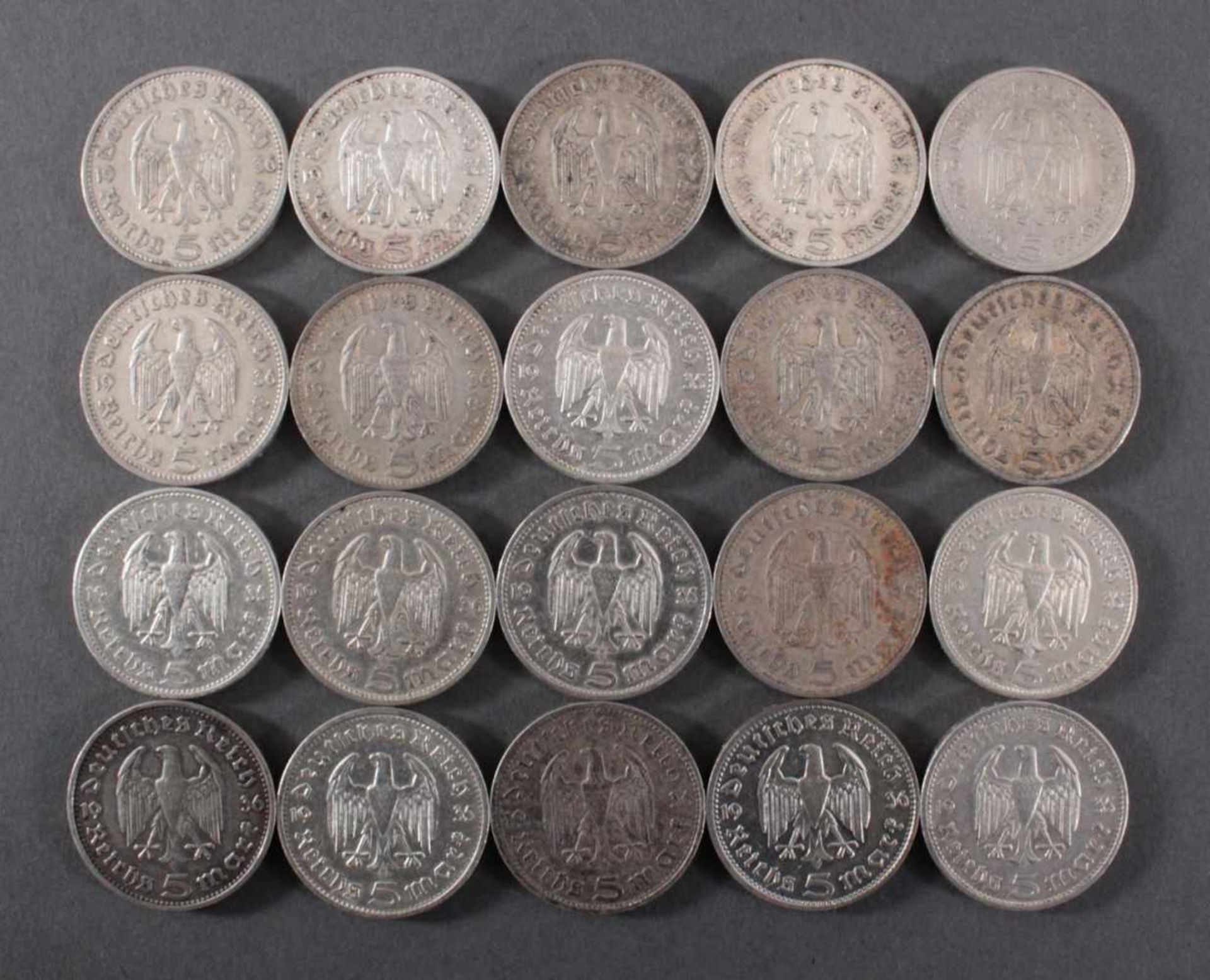Deutsches Reich, 20x 5 ReichsmarkSilber, 10x 5 Reichsmark 1936 D und 10x 5 Reichsmark 1935 H - Bild 2 aus 2