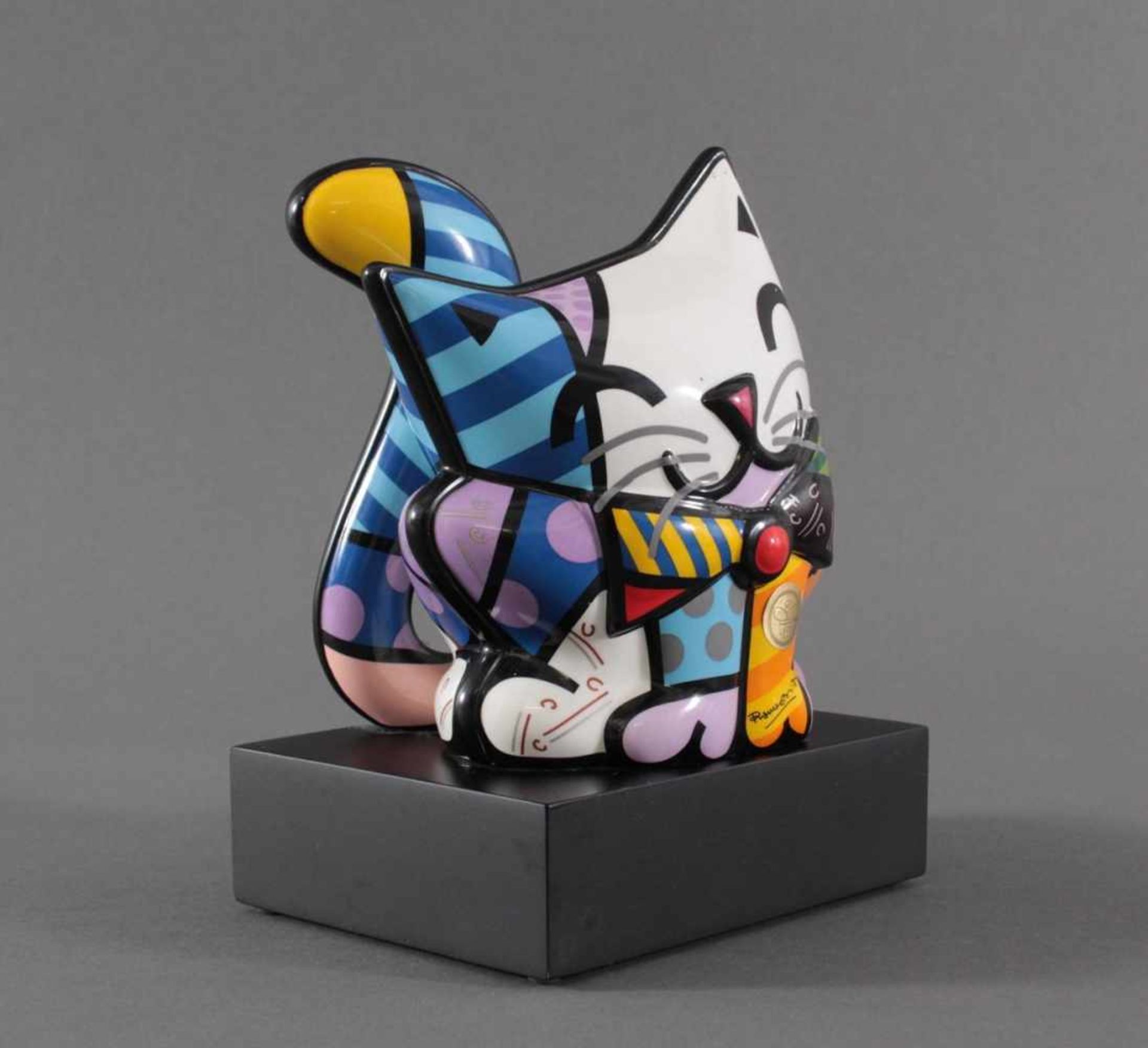 Romero Britto, Porzellanskulptur "Blue Cat", Goebel1x Blue Cat, Romero Britto 2012, signiert, auf - Bild 2 aus 8