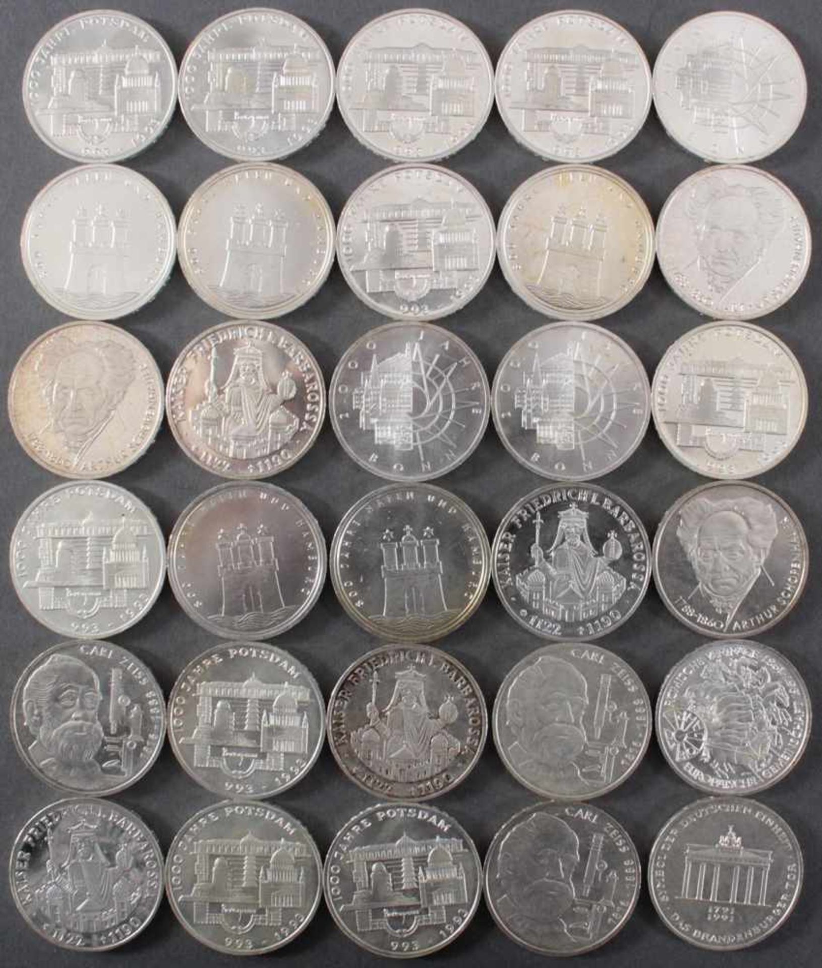 BRD, 10 DM Gedenkmünzen, 30 StückIn unterschiedlicher Erhaltung