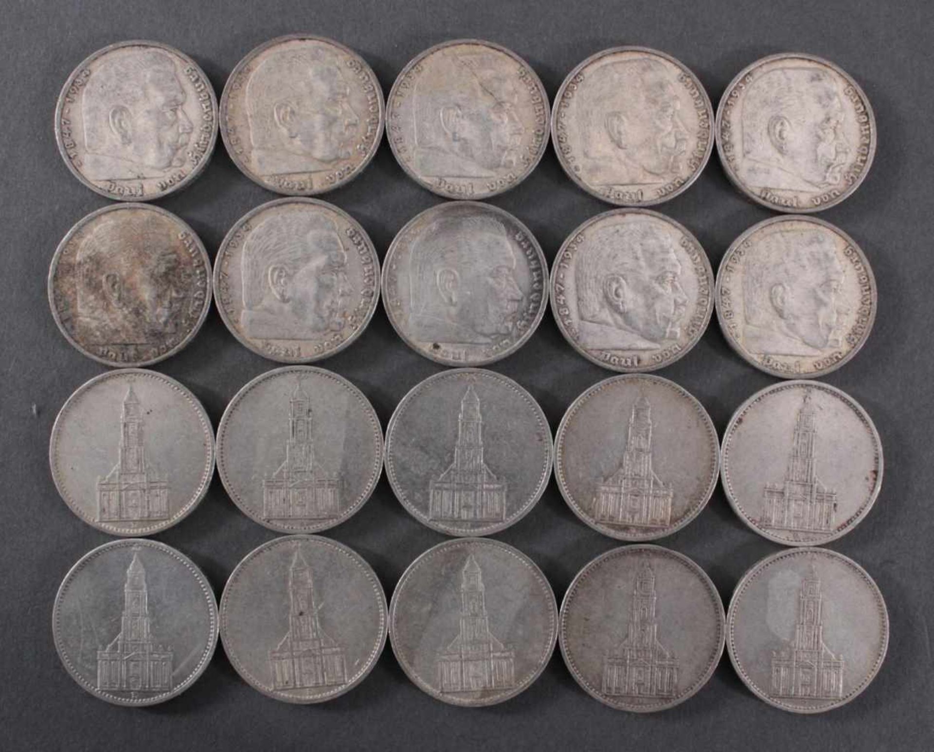 Deutsches Reich, 20x 5 ReichsmarkSilber, 10x 5 Reichsmark 1936 A Hindnburg und 10x 5 Reichsmark 1935