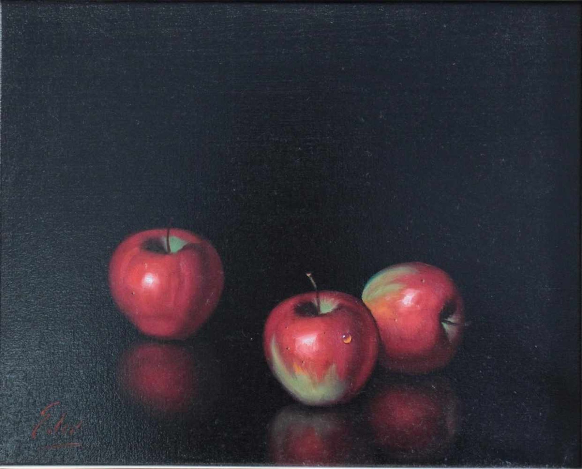 Soler (XX-XXI), "Stillleben mit drei Äpfeln"Öl auf Leinwand, links unten signiert, ca. 33 x 41 cm. - Image 2 of 3