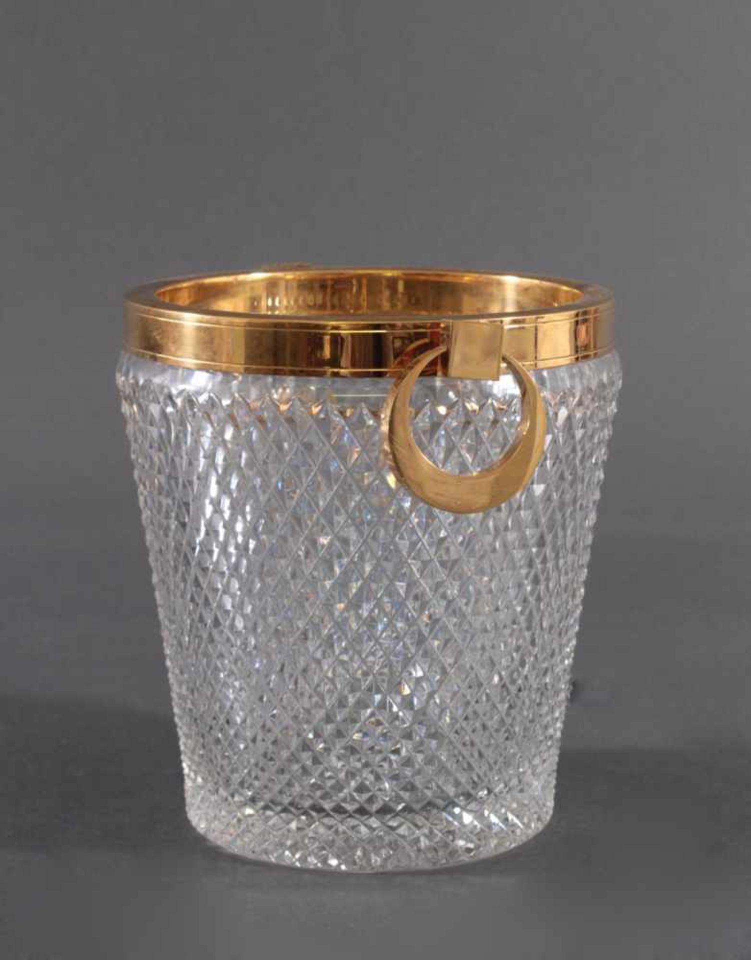 Champagnerkübel aus Kristallgals mit vergoldeter Montur, Made in FranceHerstellerzeichen AS, - Bild 2 aus 5