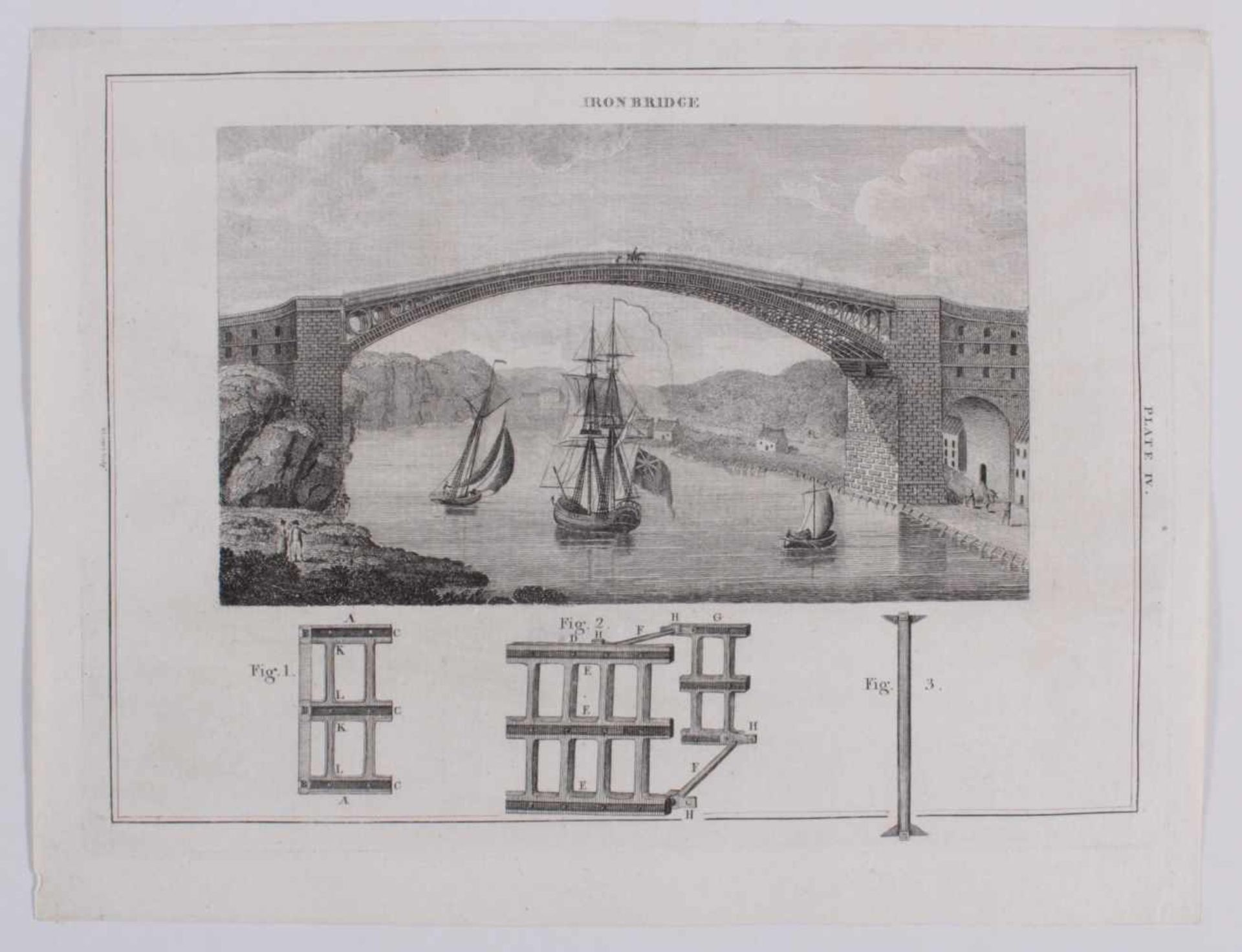 "Brücken" 2 Kupferstiche„Abbildung der Banken Brücke in der Schweiz-Linthal„ von C.R. Thoman aus C. - Bild 3 aus 5