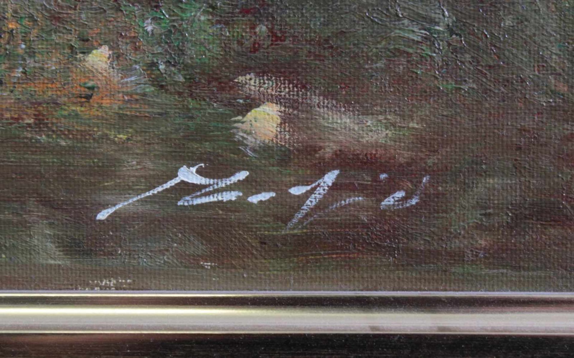 Rahnavard Madjid (1943)Öl auf Leinwand, "Junge Dame im weißen Kleid mit einem Blumenstrauß am - Image 3 of 4